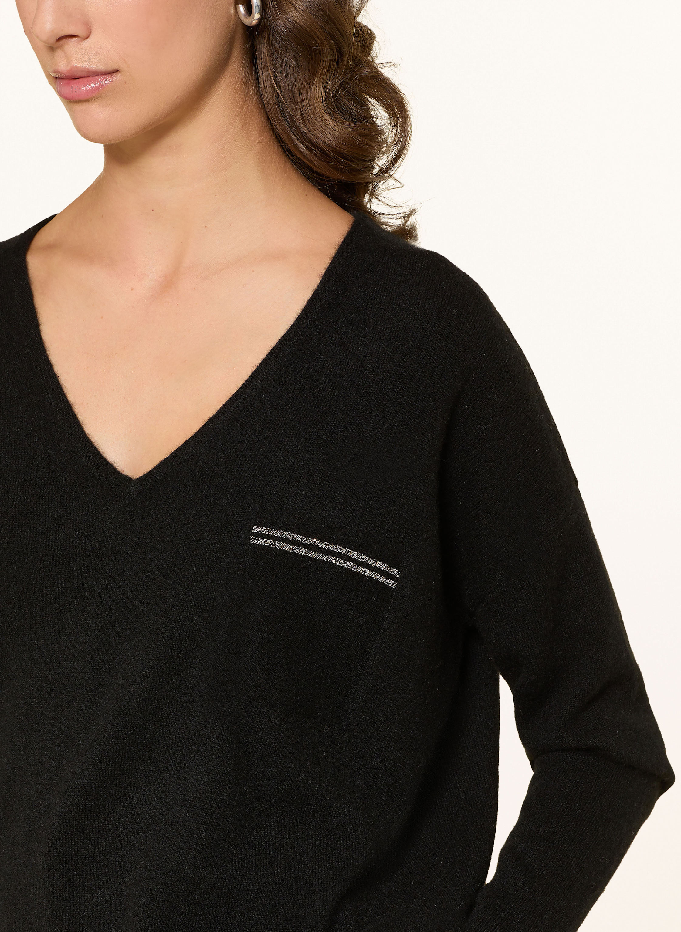 Thumbnail - Hemisphere Cashmere-Pullover Mit Schmucksteinen schwarz