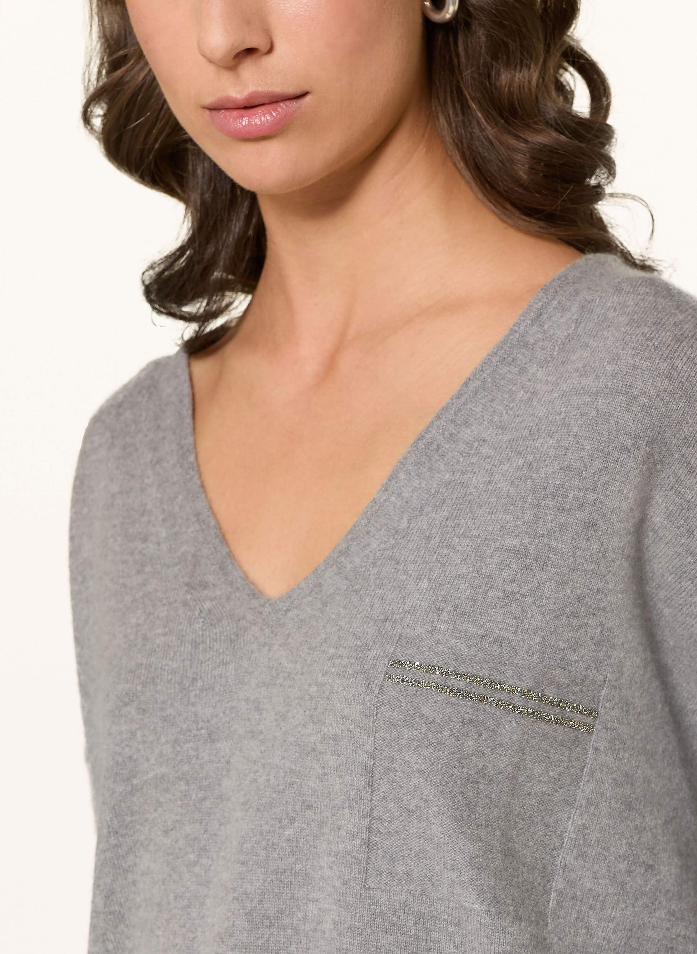 Thumbnail - Hemisphere Cashmere-Pullover Mit Schmucksteinen grau