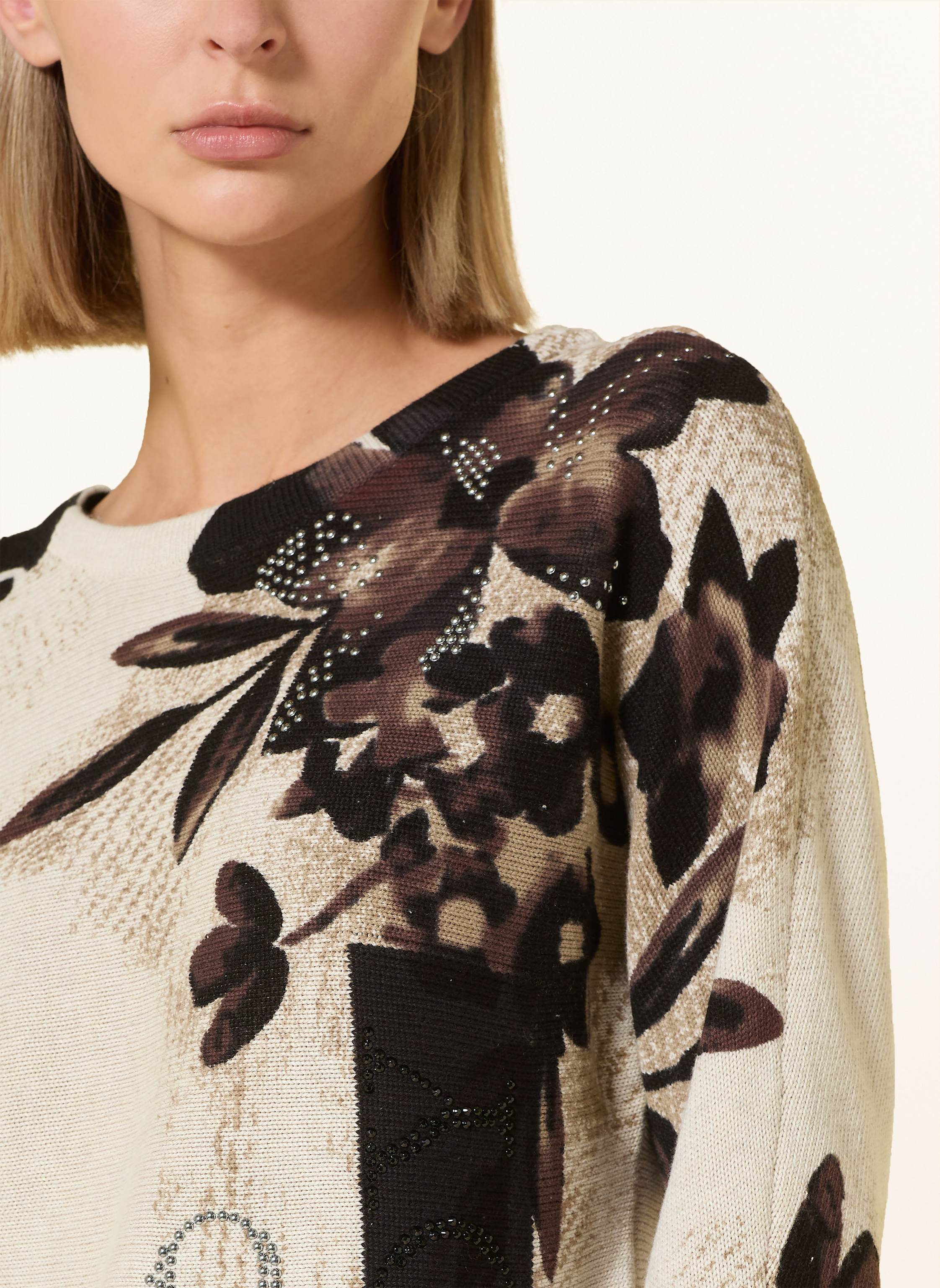 Thumbnail - Betty Barclay Strickshirt Mit 3/4-Arm Und Schmucksteinen beige