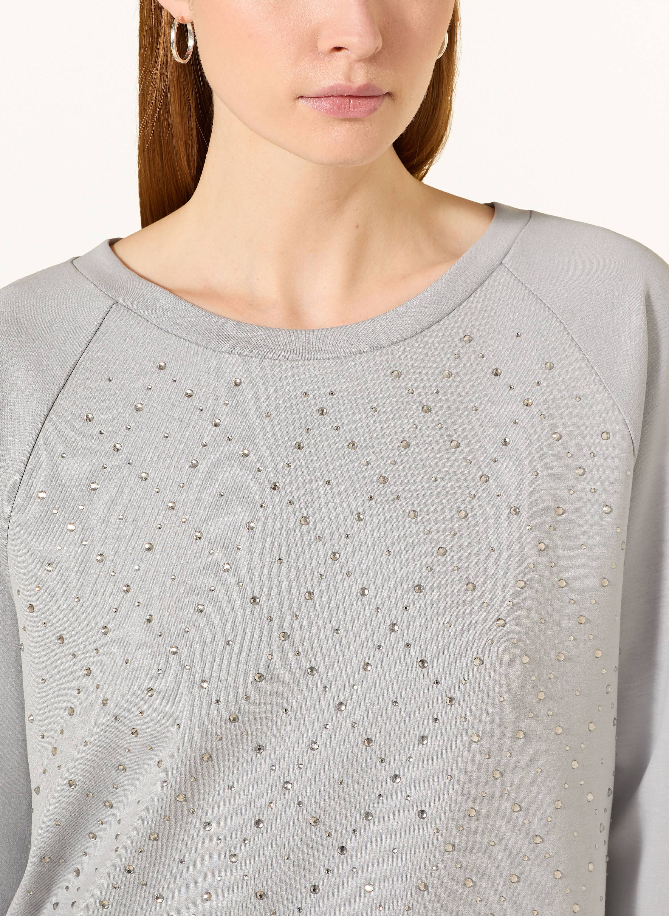 Thumbnail - Betty Barclay Sweatshirt Mit 3/4-Ärmel Und Schmucksteinen grau