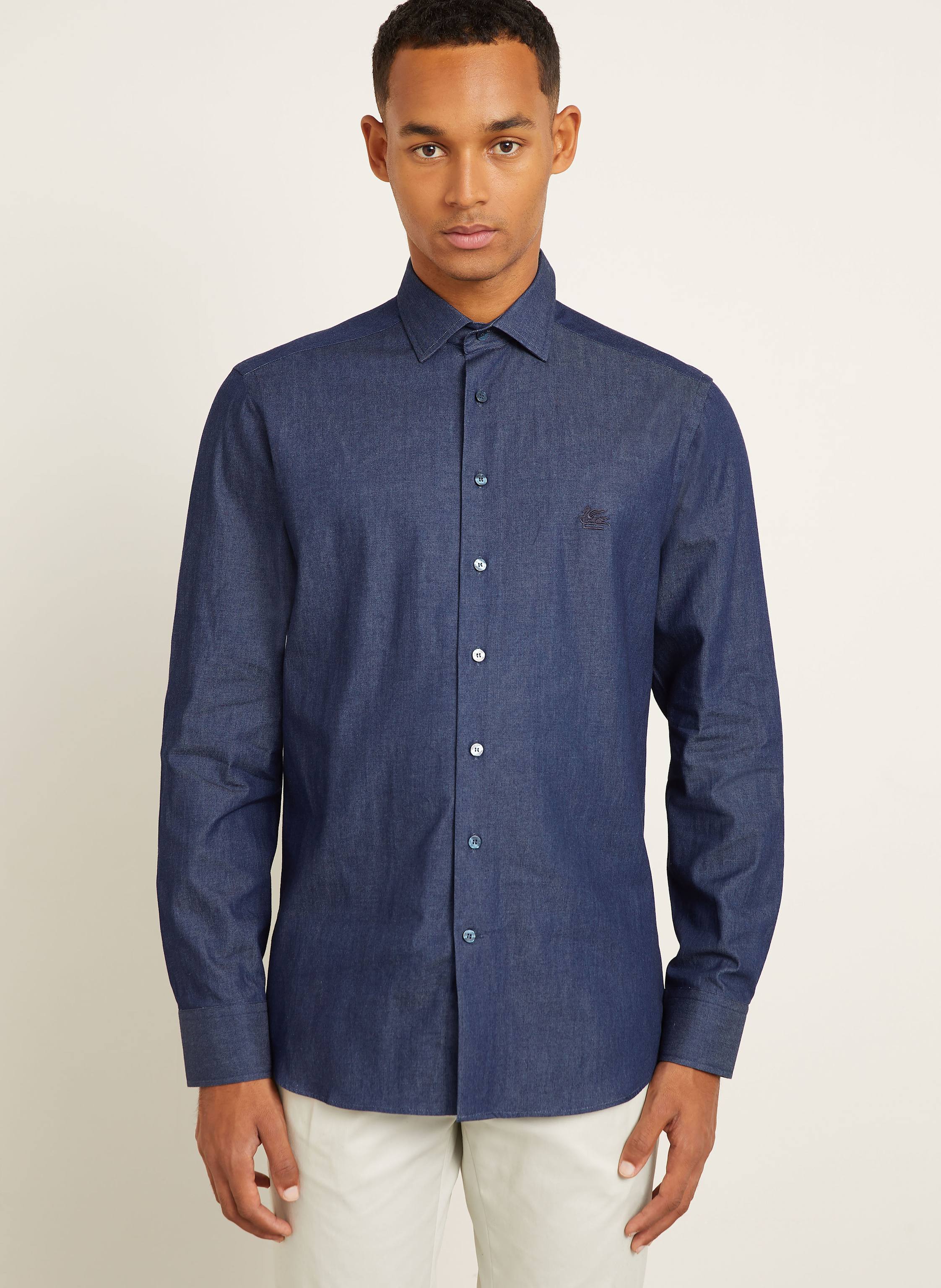 Thumbnail - Etro Hemd Regular Fit In Jeansoptik blau