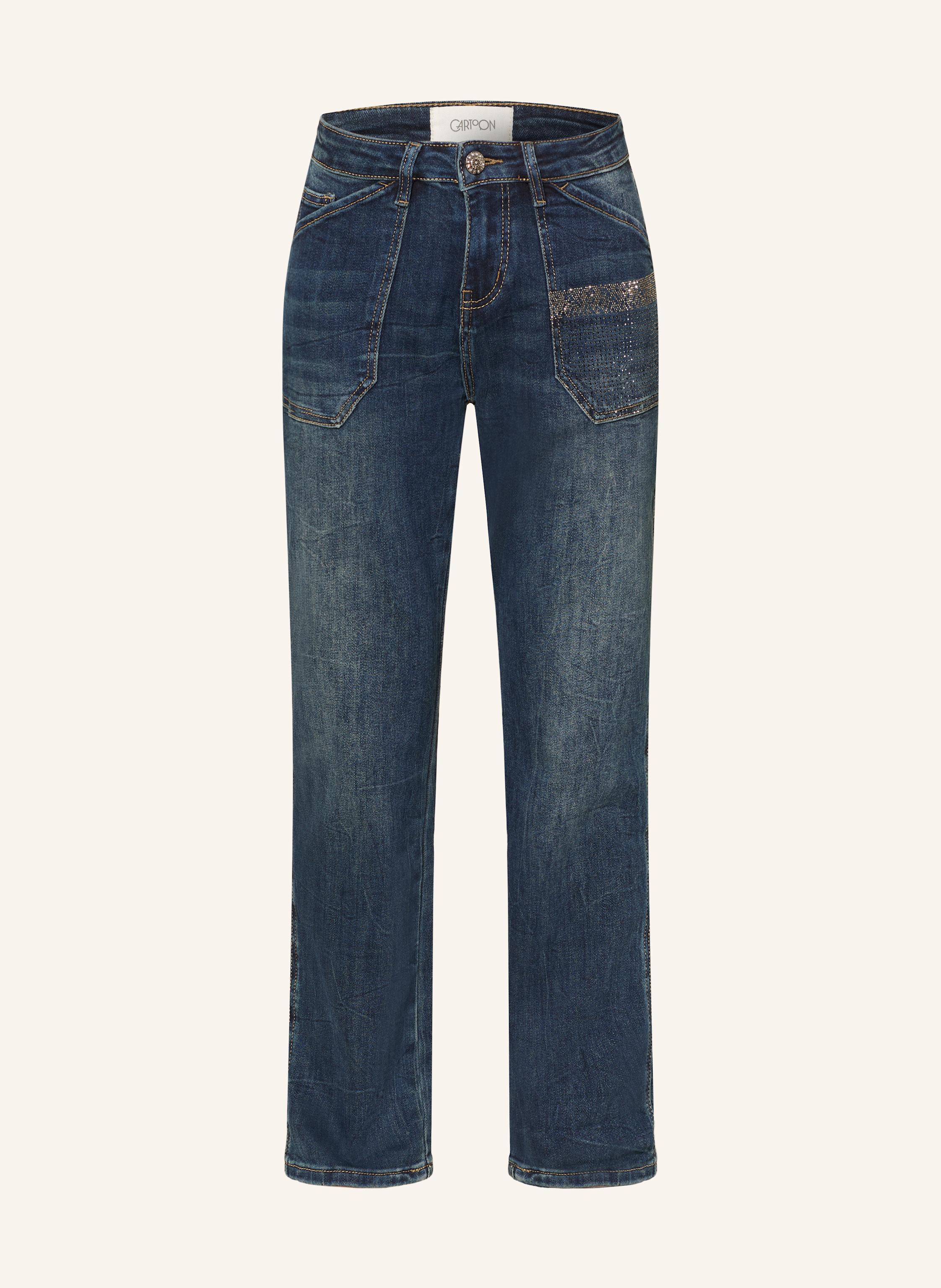 CARTOON Straight Jeans mit Schmucksteinen in 8620 dark blue denim