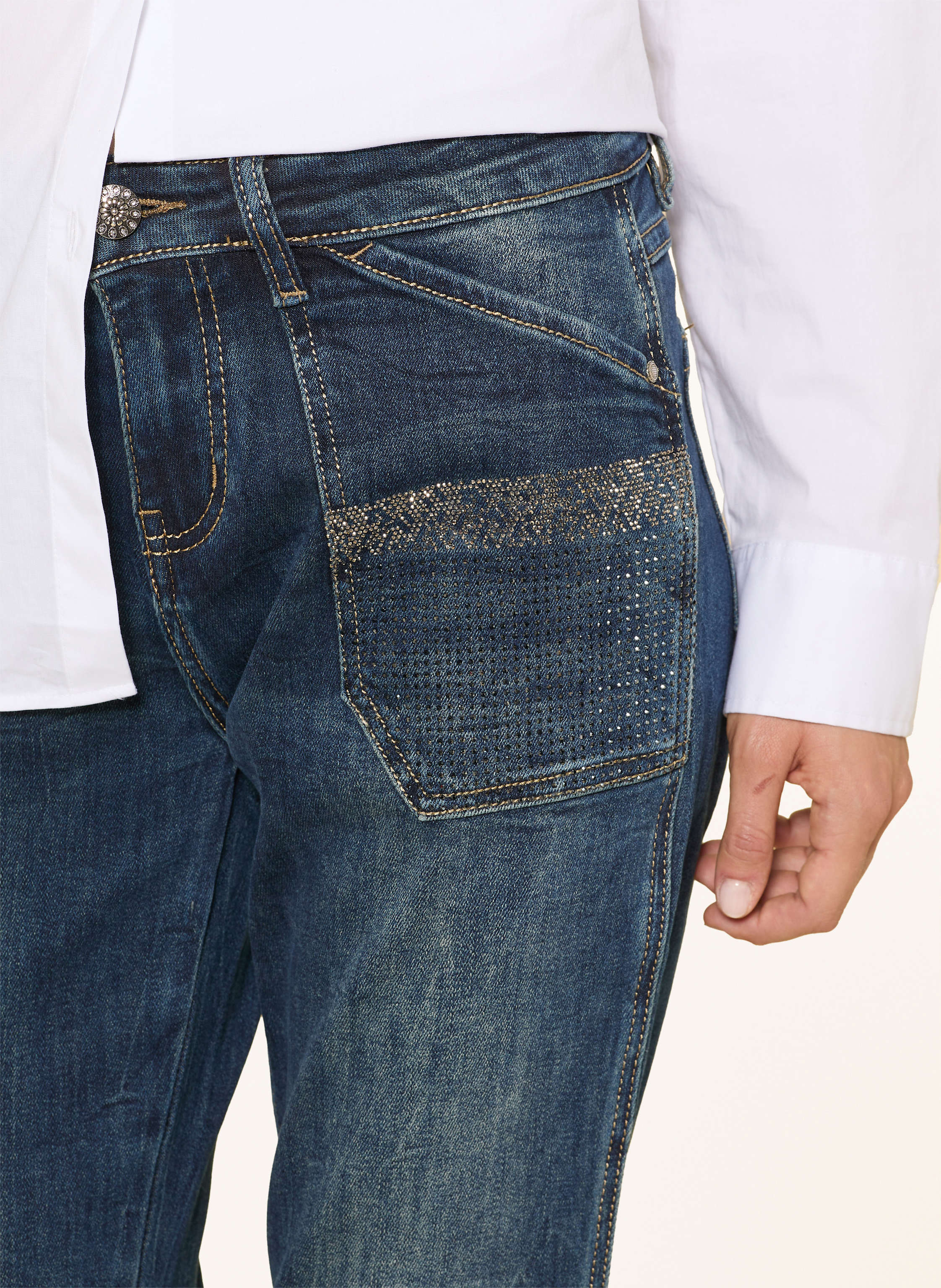 Thumbnail - Cartoon Straight Jeans Mit Schmucksteinen blau