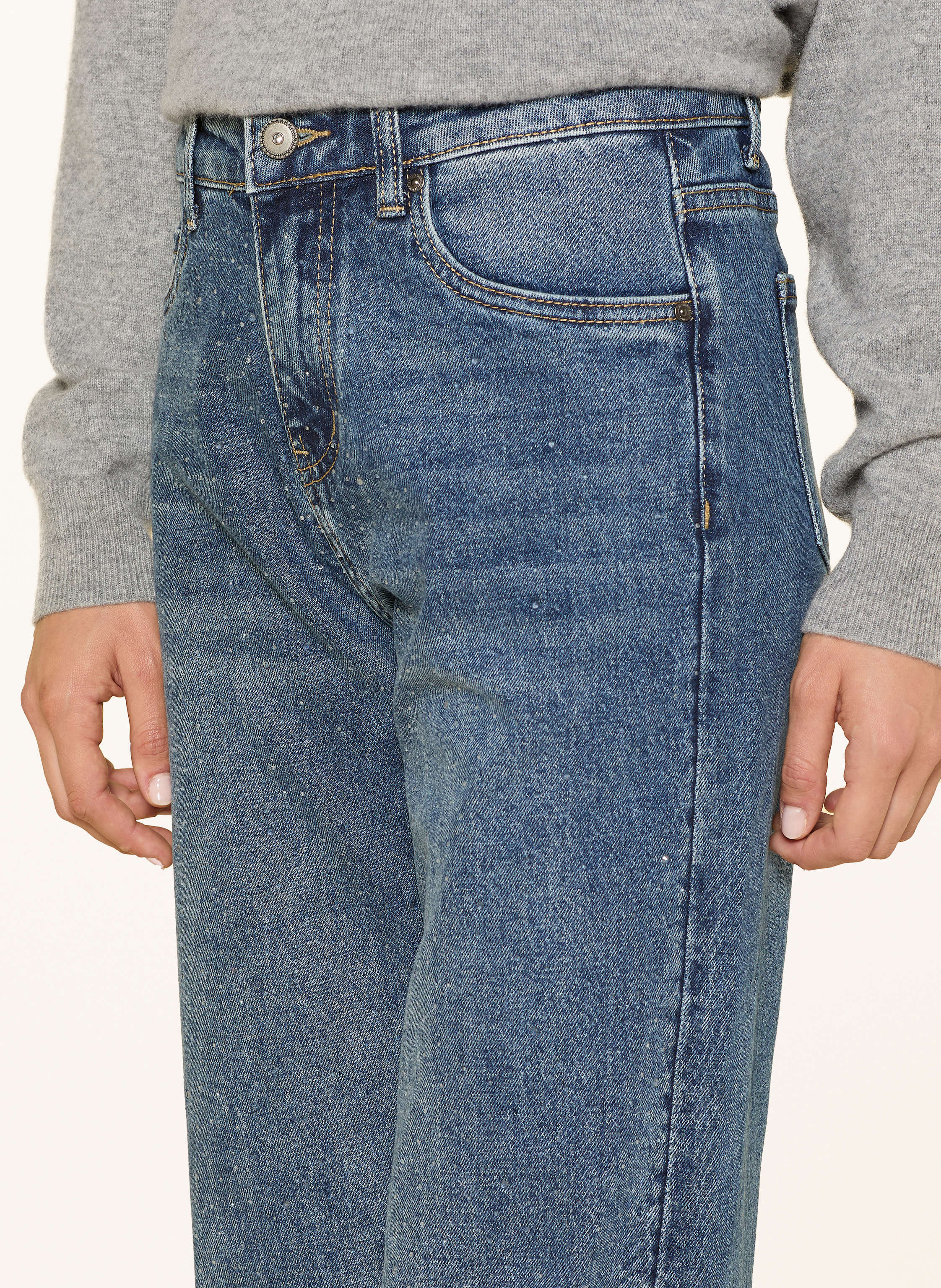 Thumbnail - Cartoon Straight Jeans Mit Schmucksteinen blau