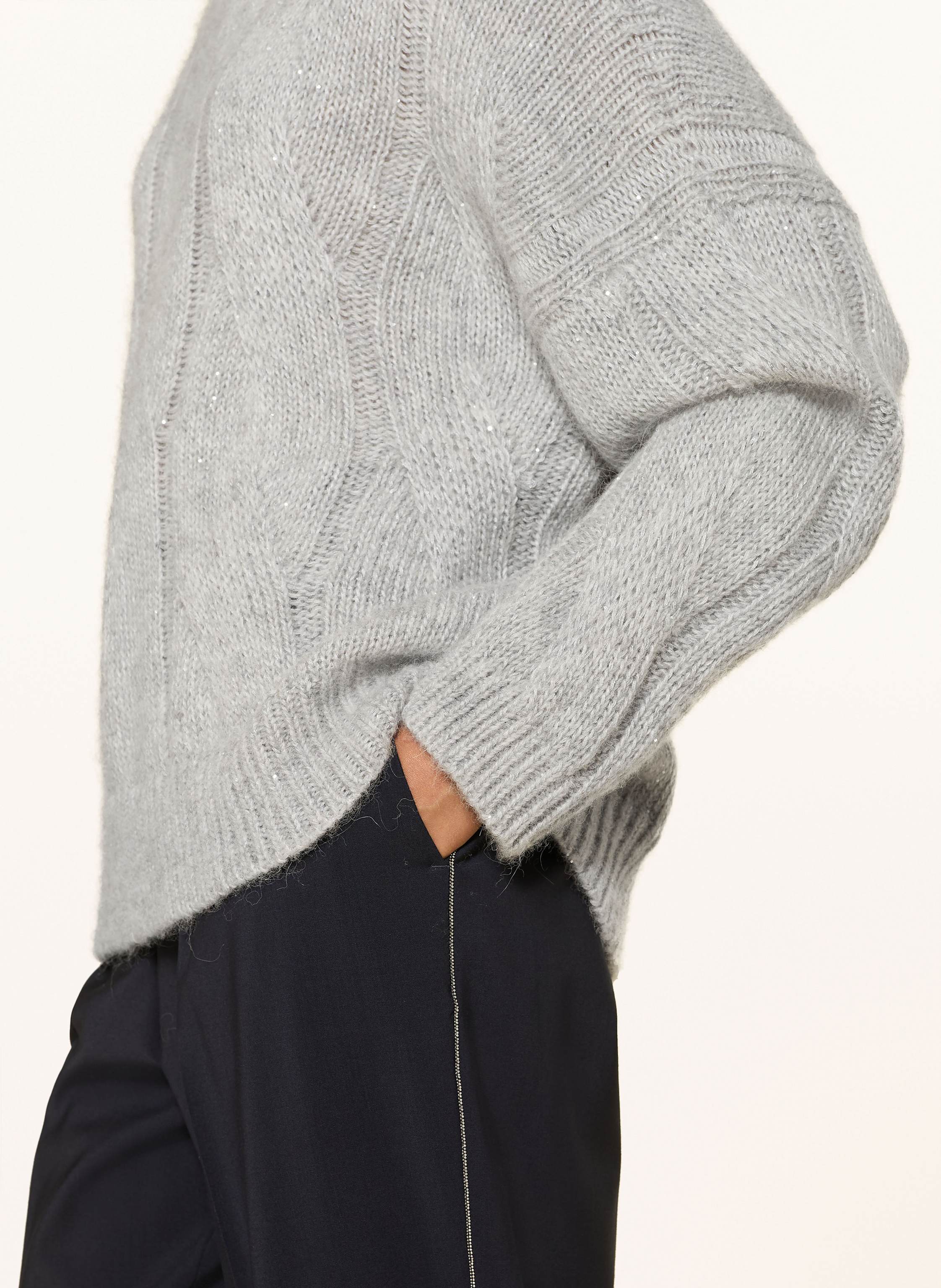 Thumbnail - Peserico Rollkragenpullover Mit Alpaka Und Pailletten grau