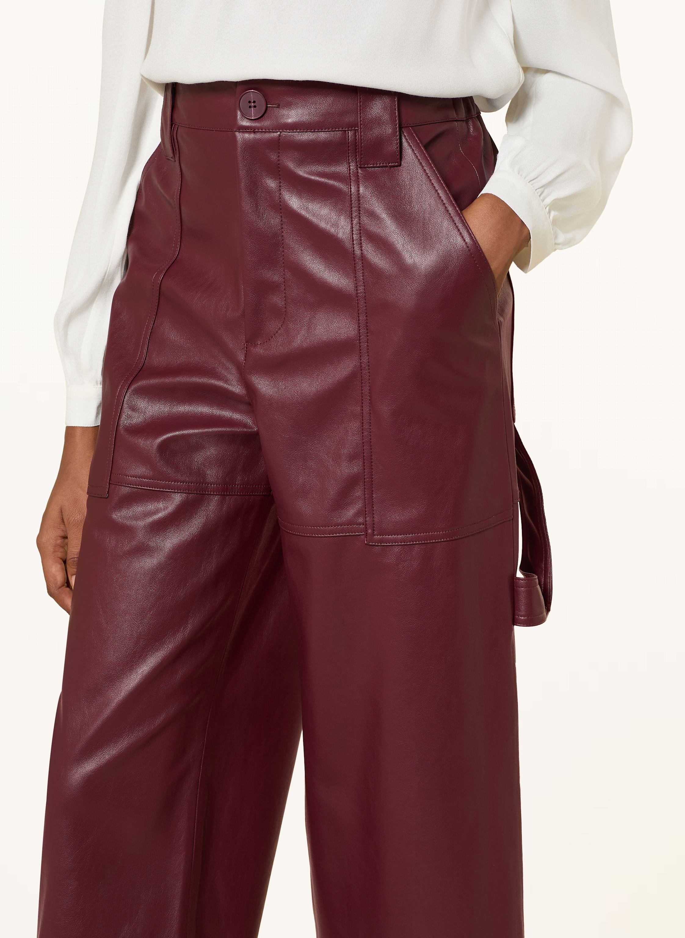 Thumbnail - Essentiel Antwerp Cargohose Itao In Lederoptik rot