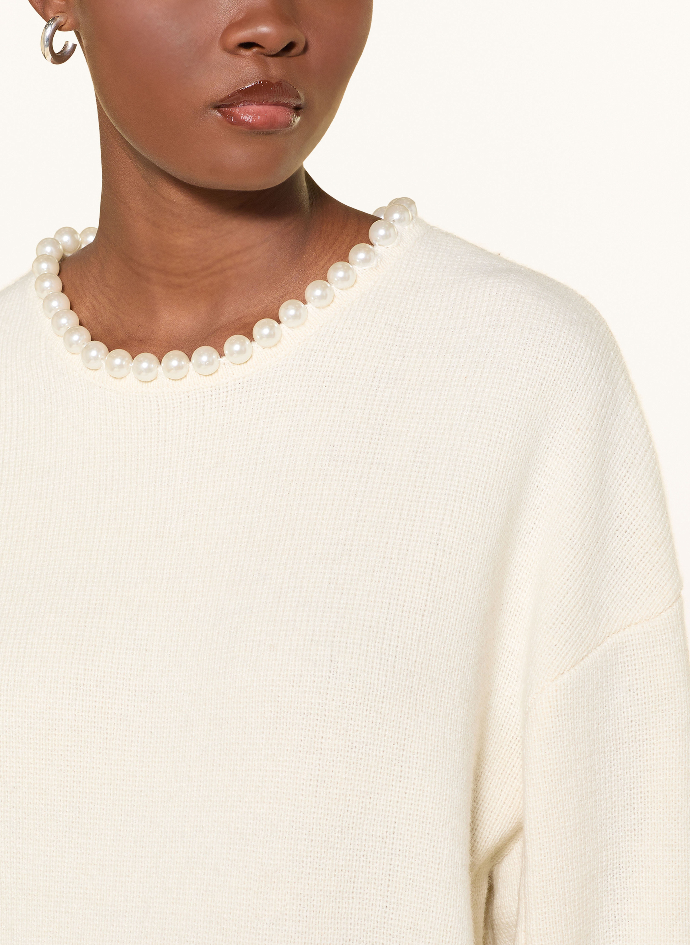Thumbnail - Essentiel Antwerp Pullover Inti Mit Schmuckperlen weiss