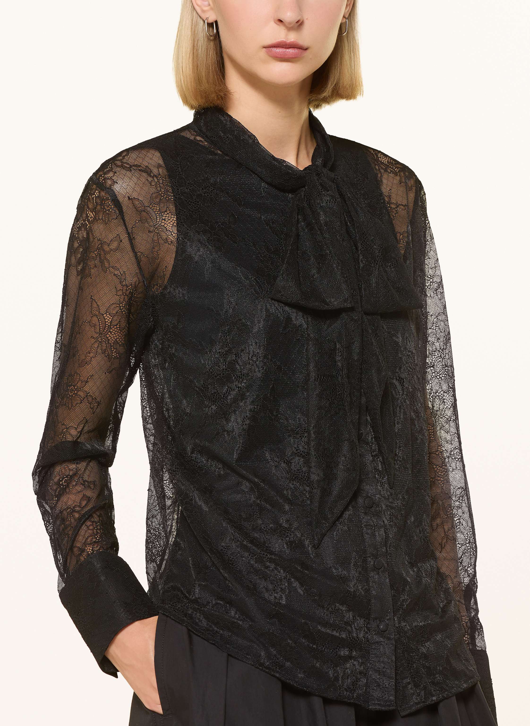 Thumbnail - Darling Harbour Schluppenbluse Aus Spitze schwarz