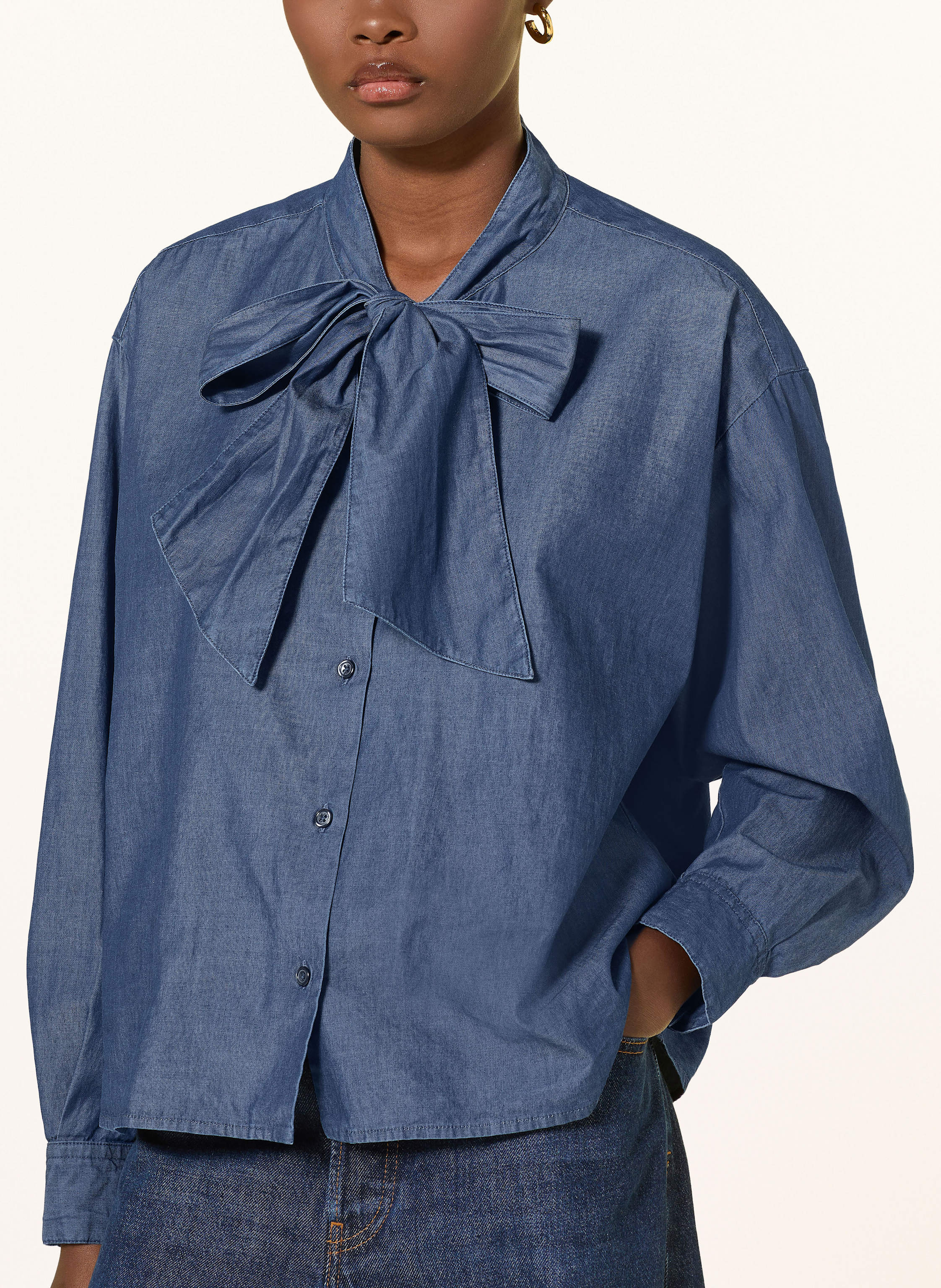 Thumbnail - Lilienfels Jeansbluse Mit Schluppe blau