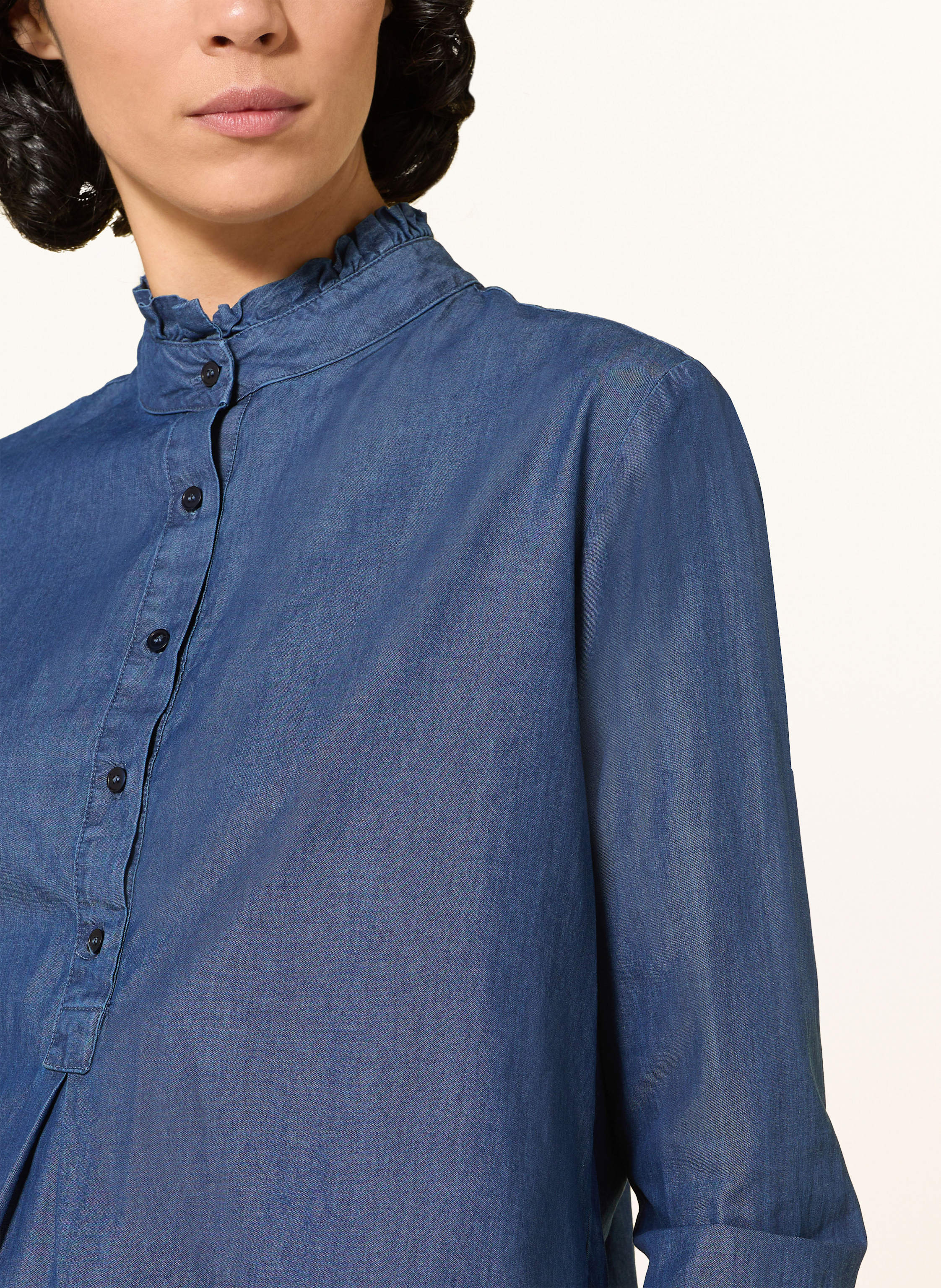 Thumbnail - Lilienfels Bluse In Jeansoptik Mit Rüschen blau