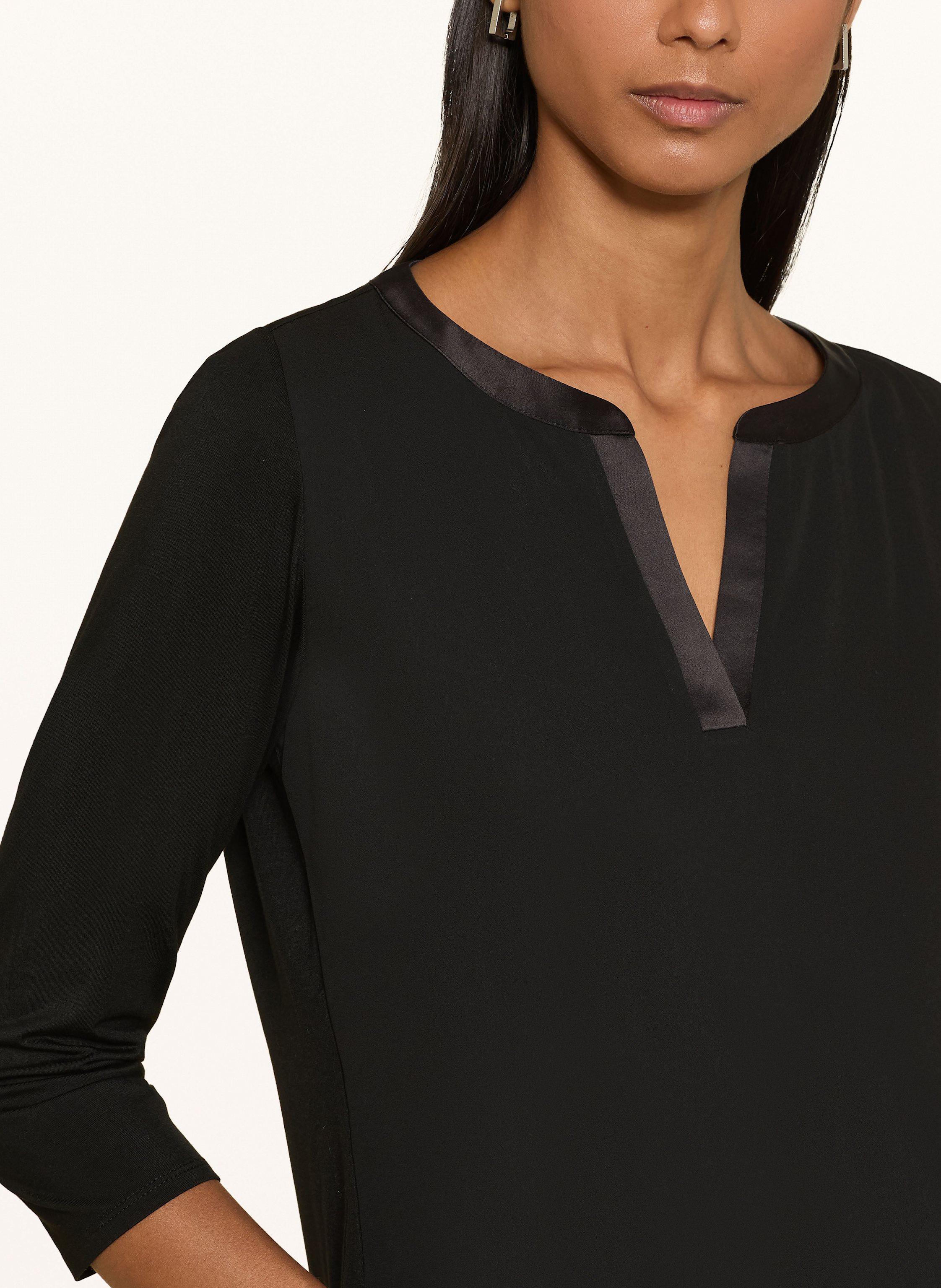 Thumbnail - Comma Blusenshirt Im Materialmix Mit 3/4-Arm schwarz