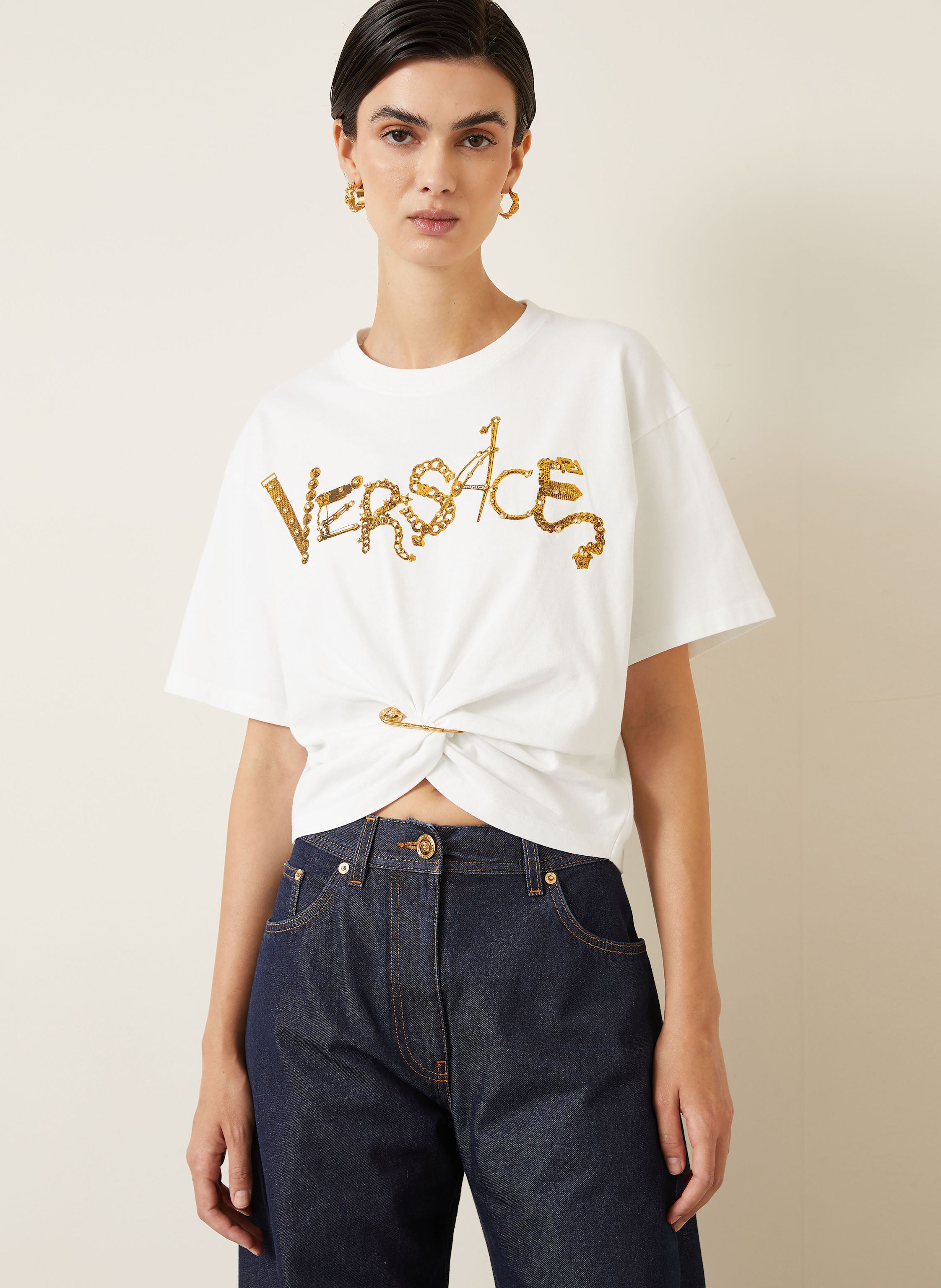 Thumbnail - Versace T-Shirt Mit Nieten weiss