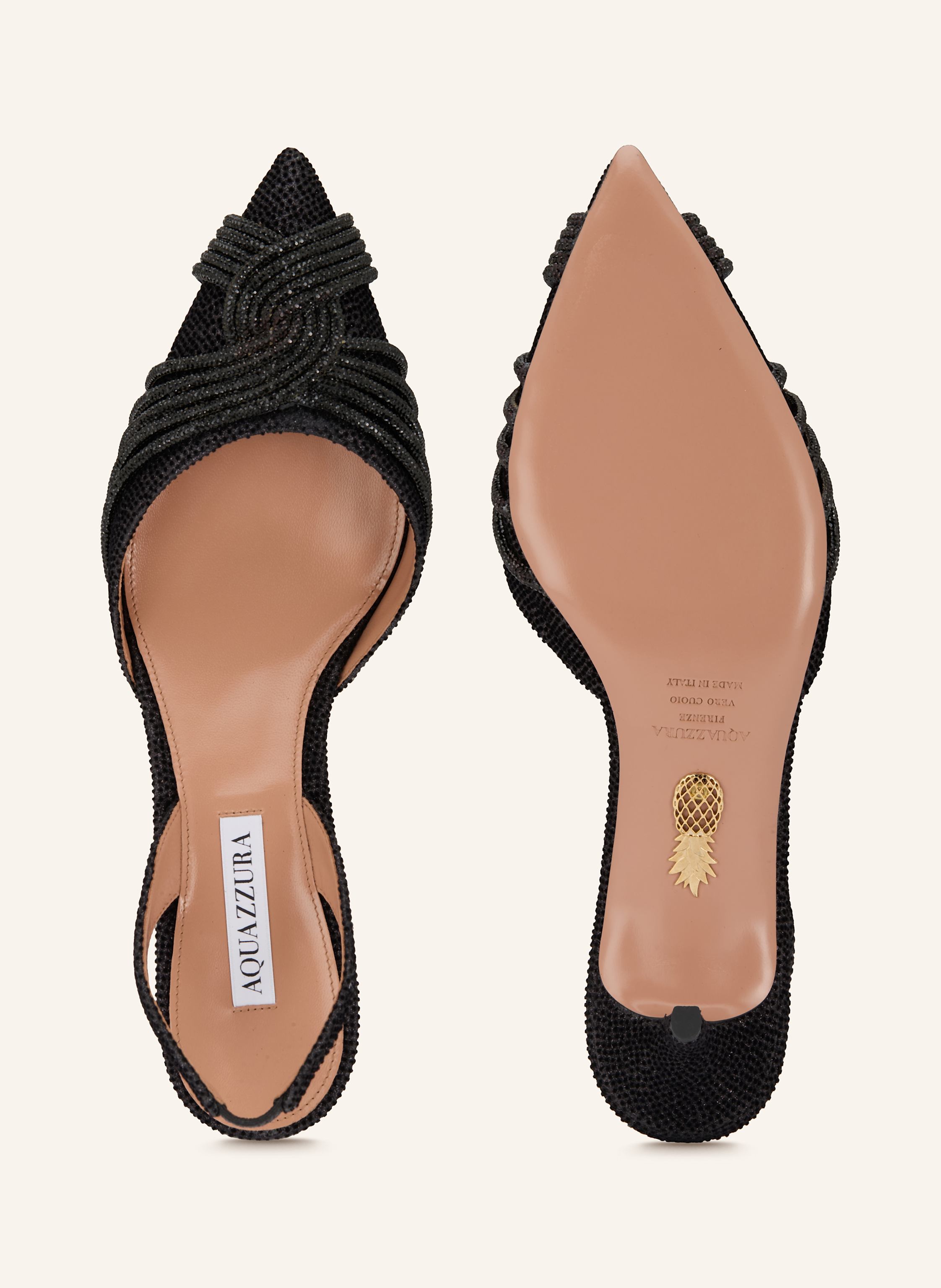 Thumbnail - Aquazzura Slingpumps Gatsby Sling Mit Schmucksteinen schwarz