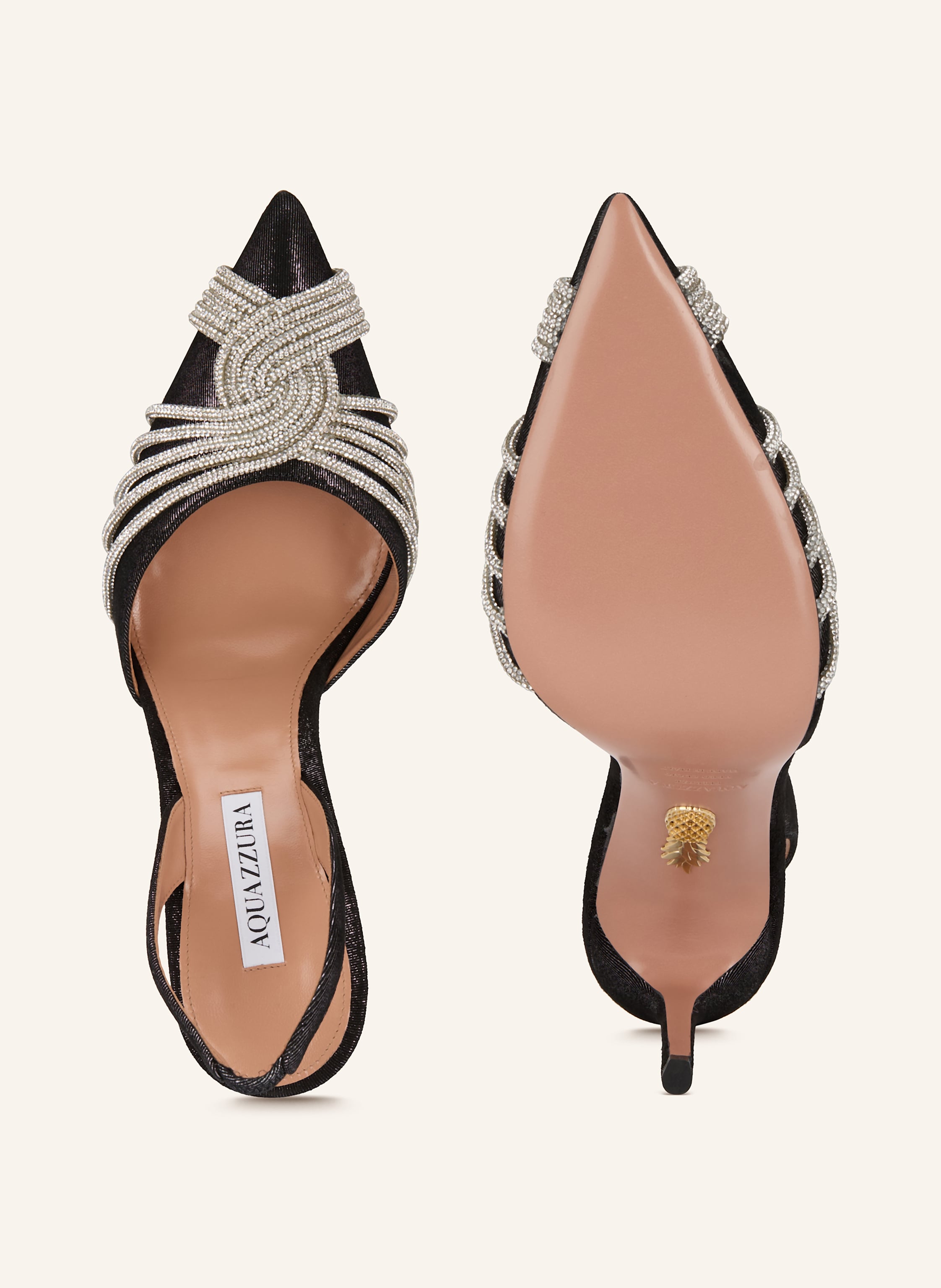 Thumbnail - Aquazzura Slingpumps Gatsby Sling Mit Schmucksteinen schwarz