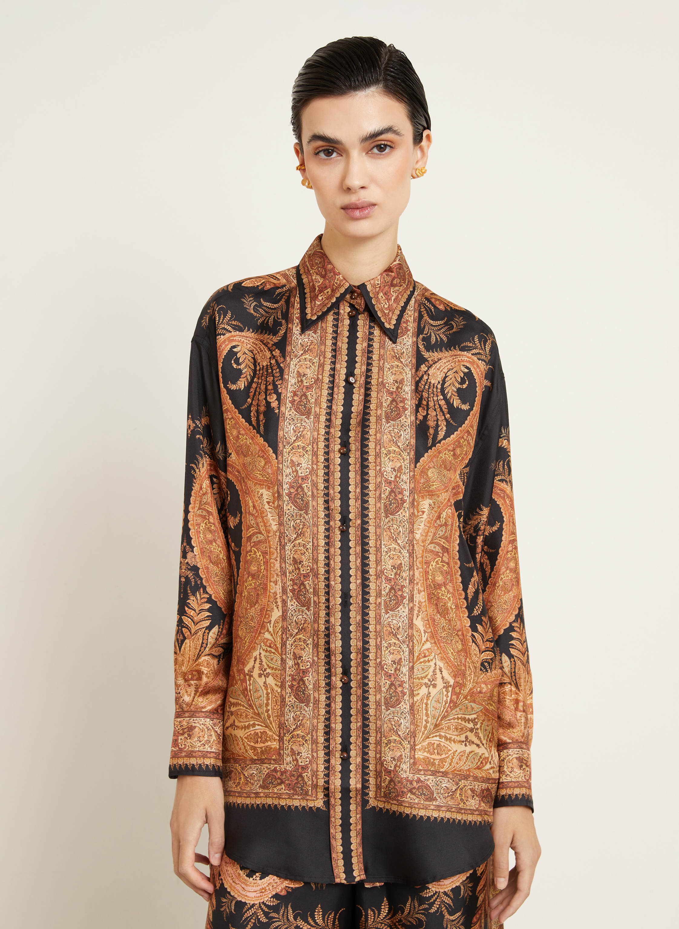 Thumbnail - Zimmermann Hemdbluse Hypnotic Aus Seide schwarz