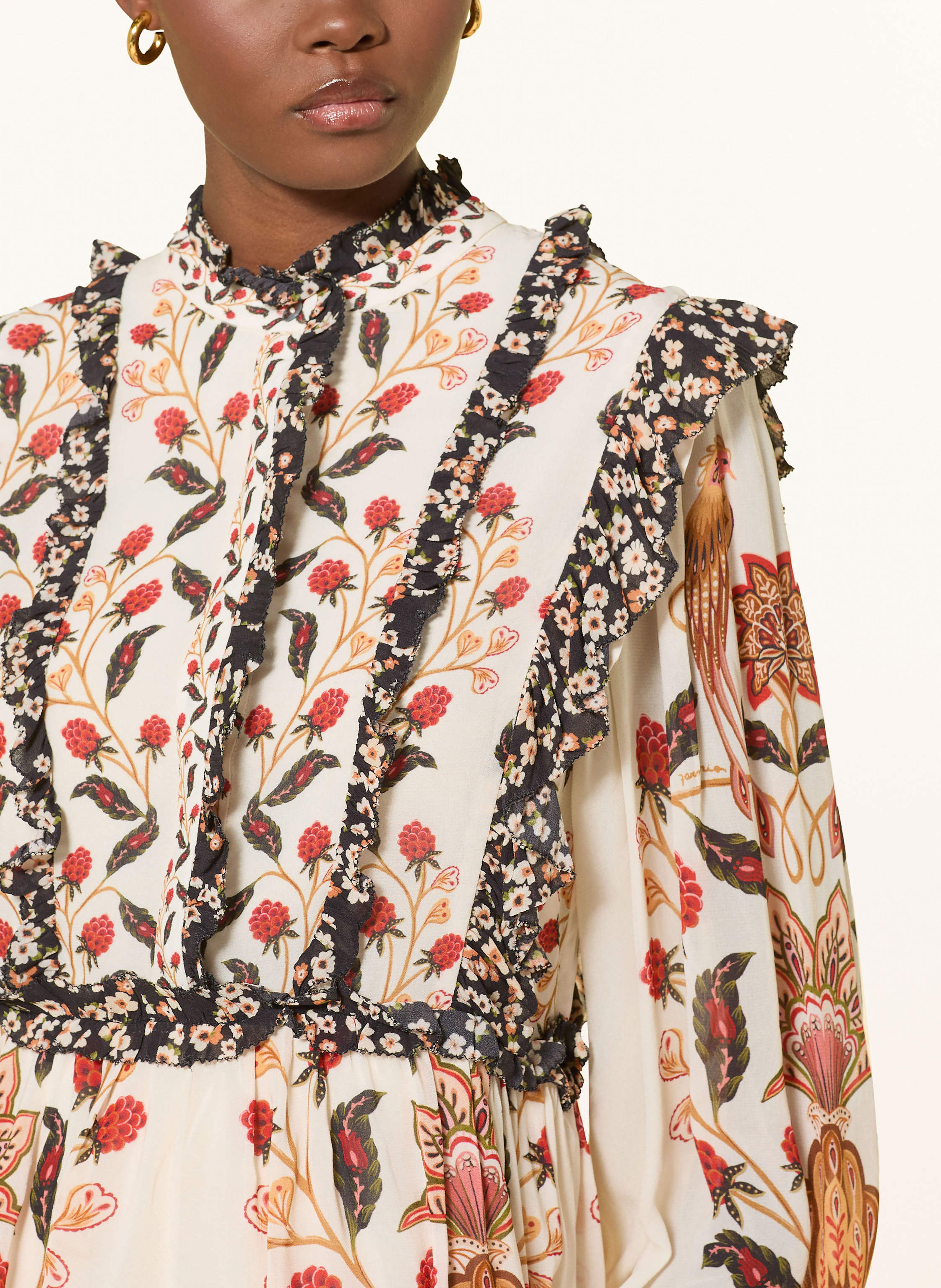 Thumbnail - Farm Rio Kleid Berry Garden Mit Rüschen beige