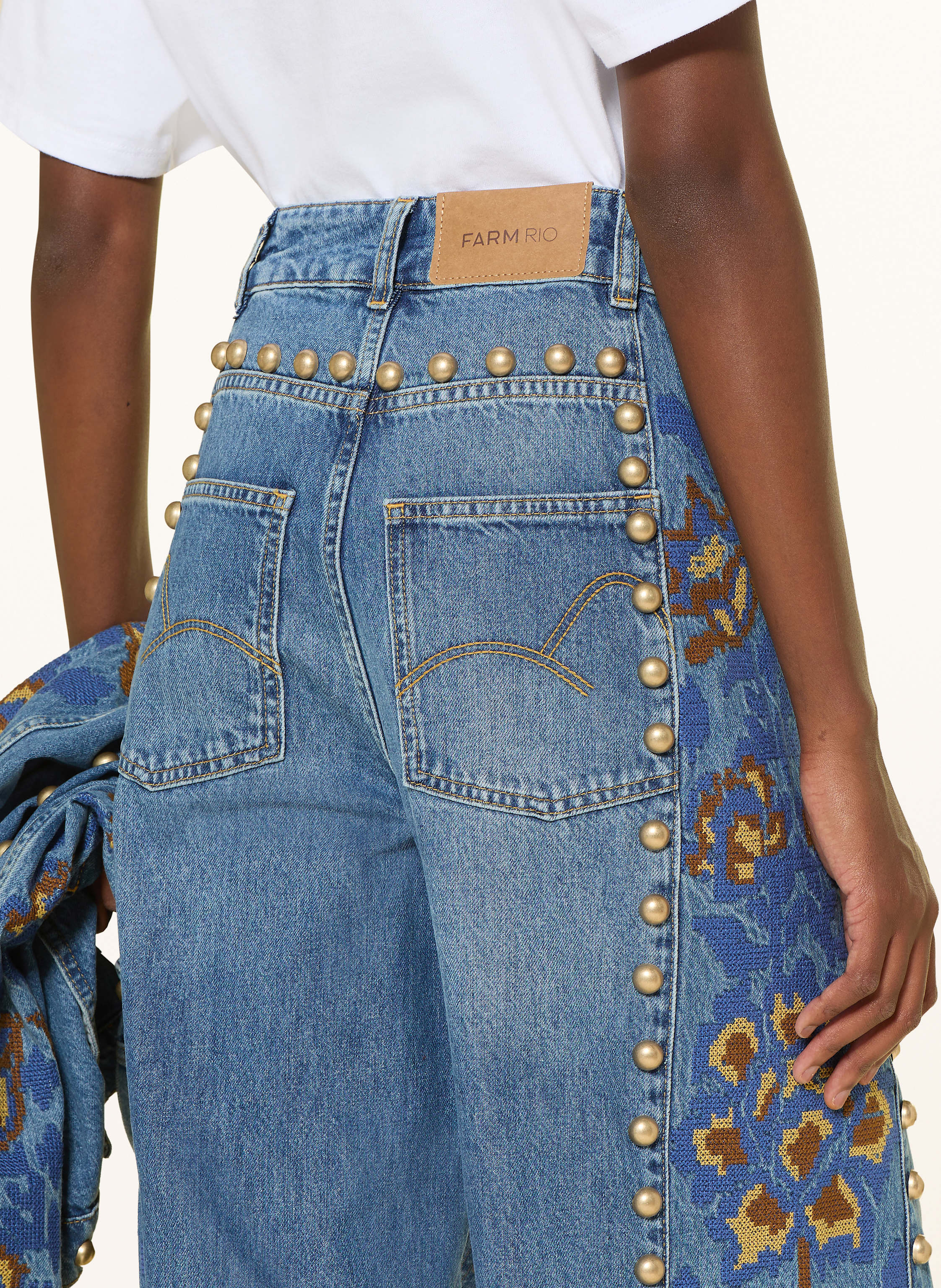 Thumbnail - Farm Rio Straight Jeans Mit Nieten blau
