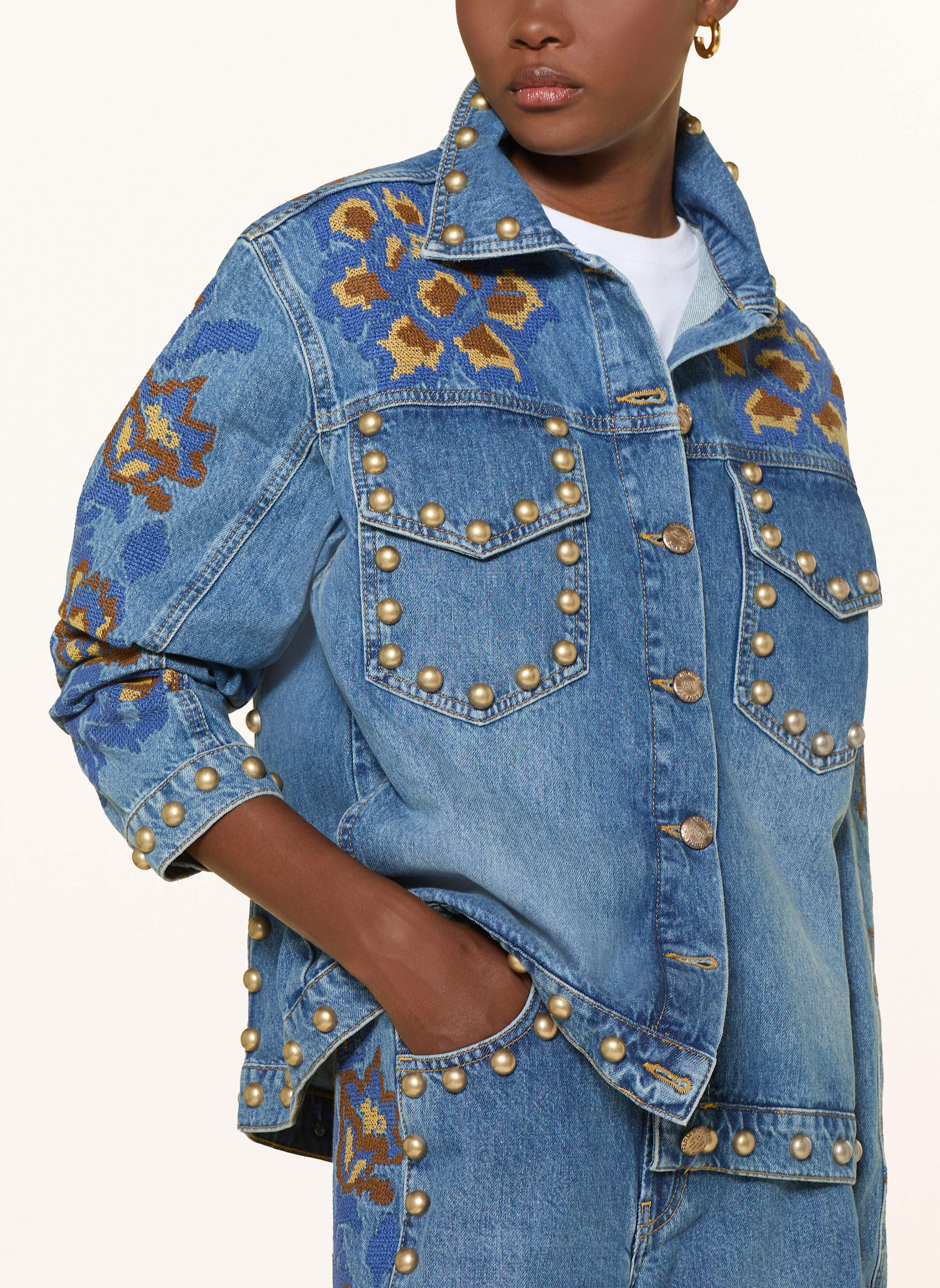 Thumbnail - Farm Rio Jeansjacke Mit Nieten blau