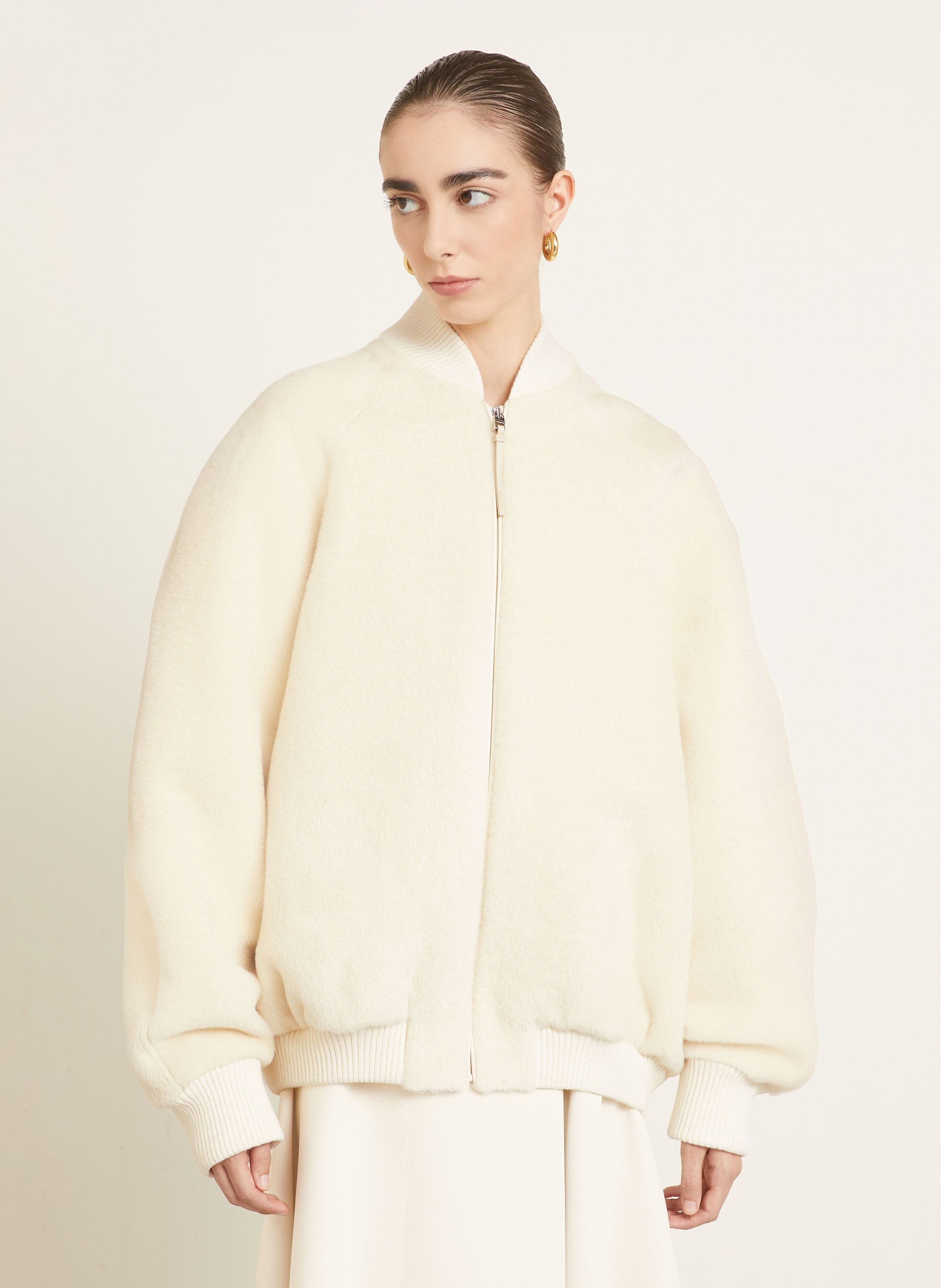 Thumbnail - Jacquemus Alpaka-Blouson Le Blouson Pilu weiss