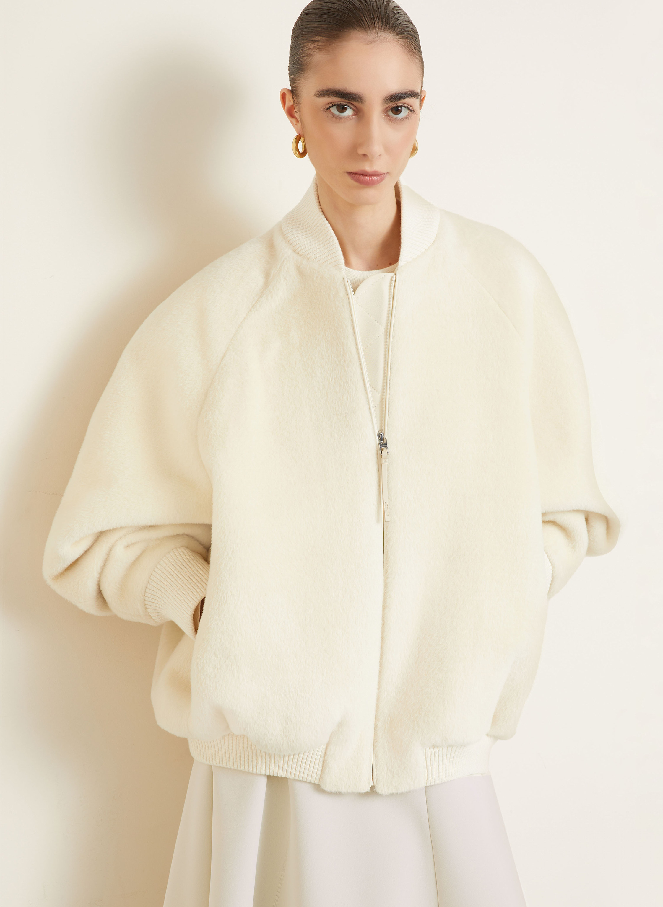Thumbnail - Jacquemus Alpaka-Blouson Le Blouson Pilu weiss