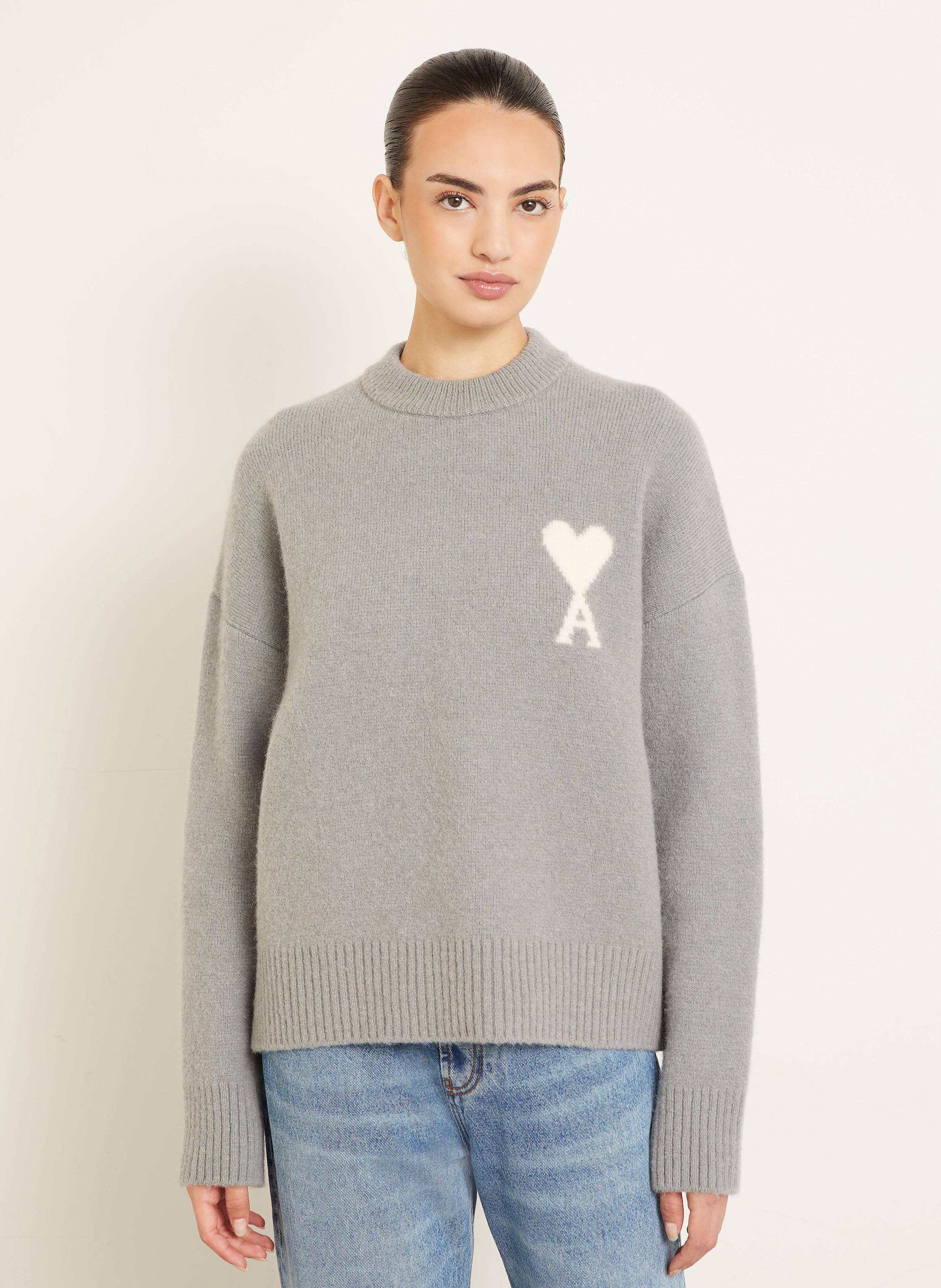 Thumbnail - Ami Paris Pullover Mit Alpaka grau