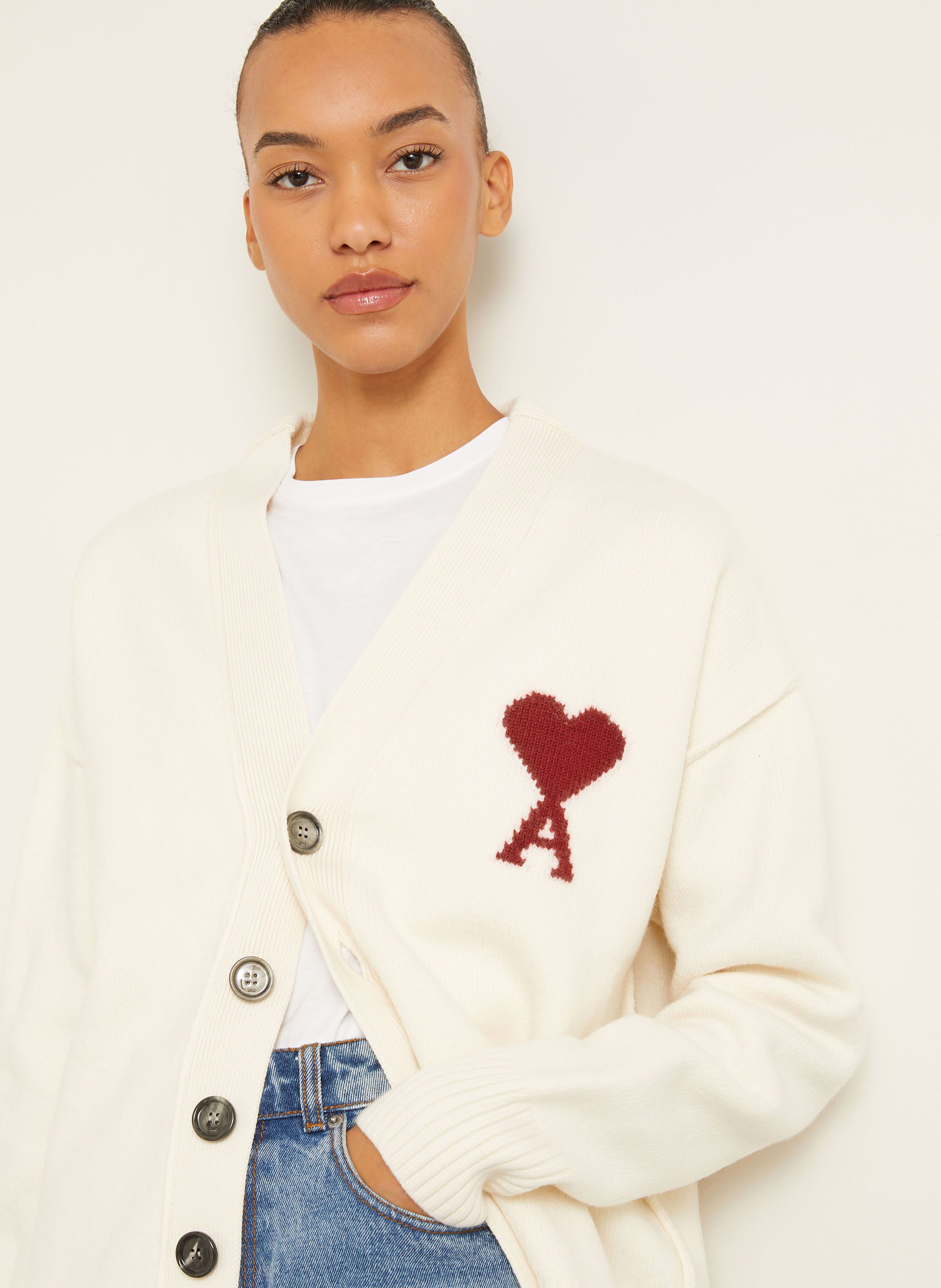 Thumbnail - Ami Paris Strickjacke weiss