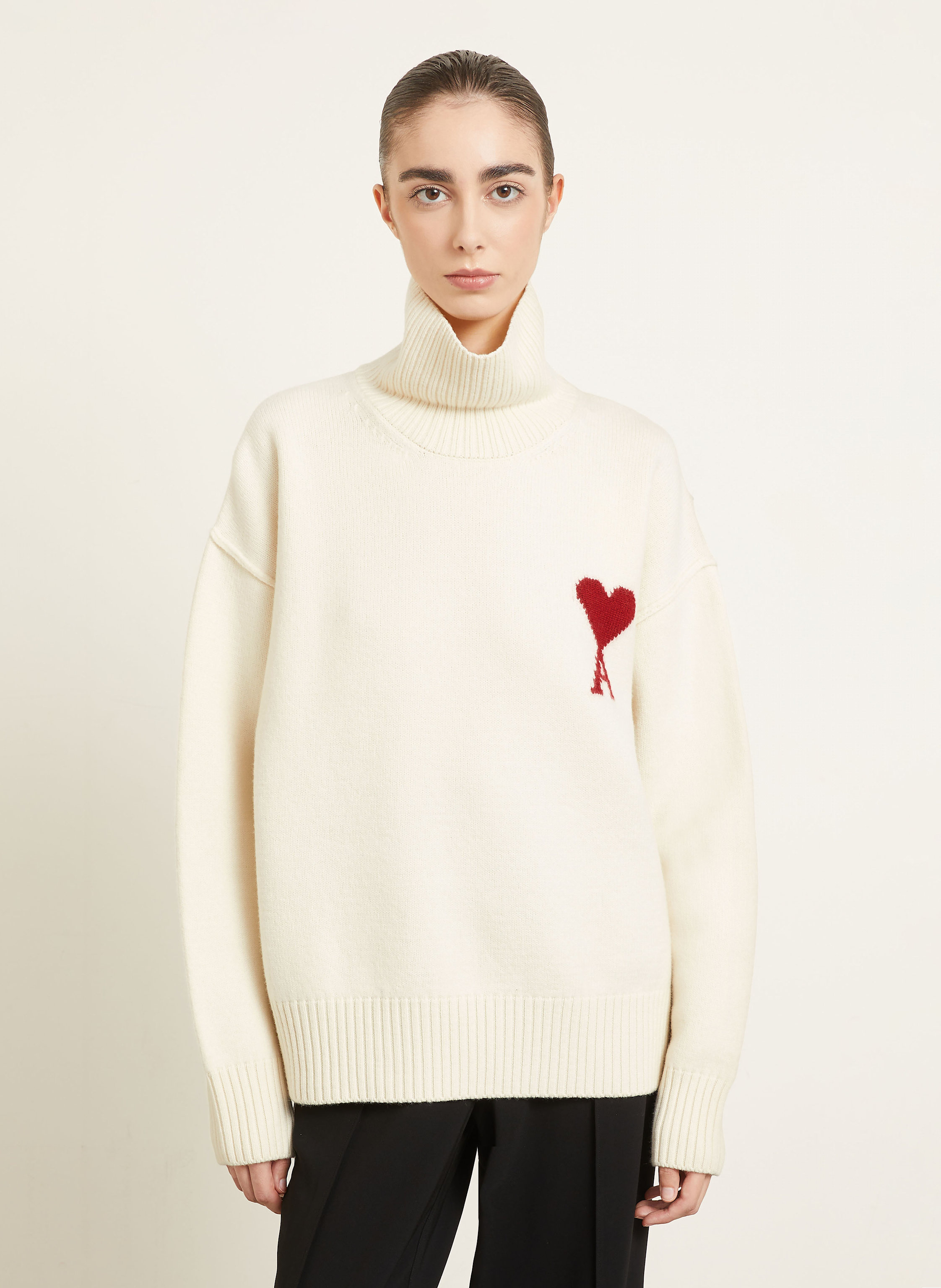 Thumbnail - Ami Paris Rollkragenpullover weiss