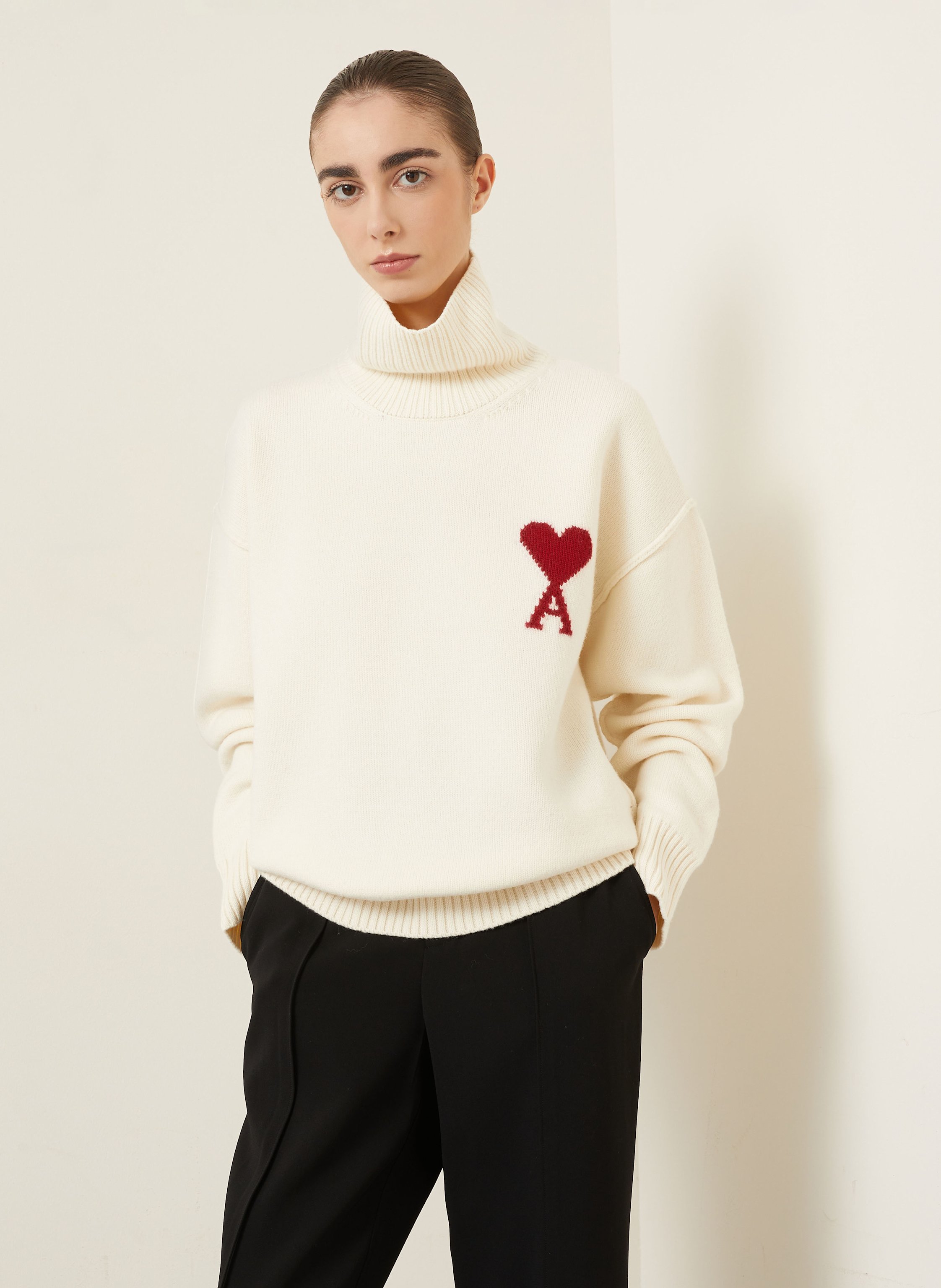 Thumbnail - Ami Paris Rollkragenpullover weiss