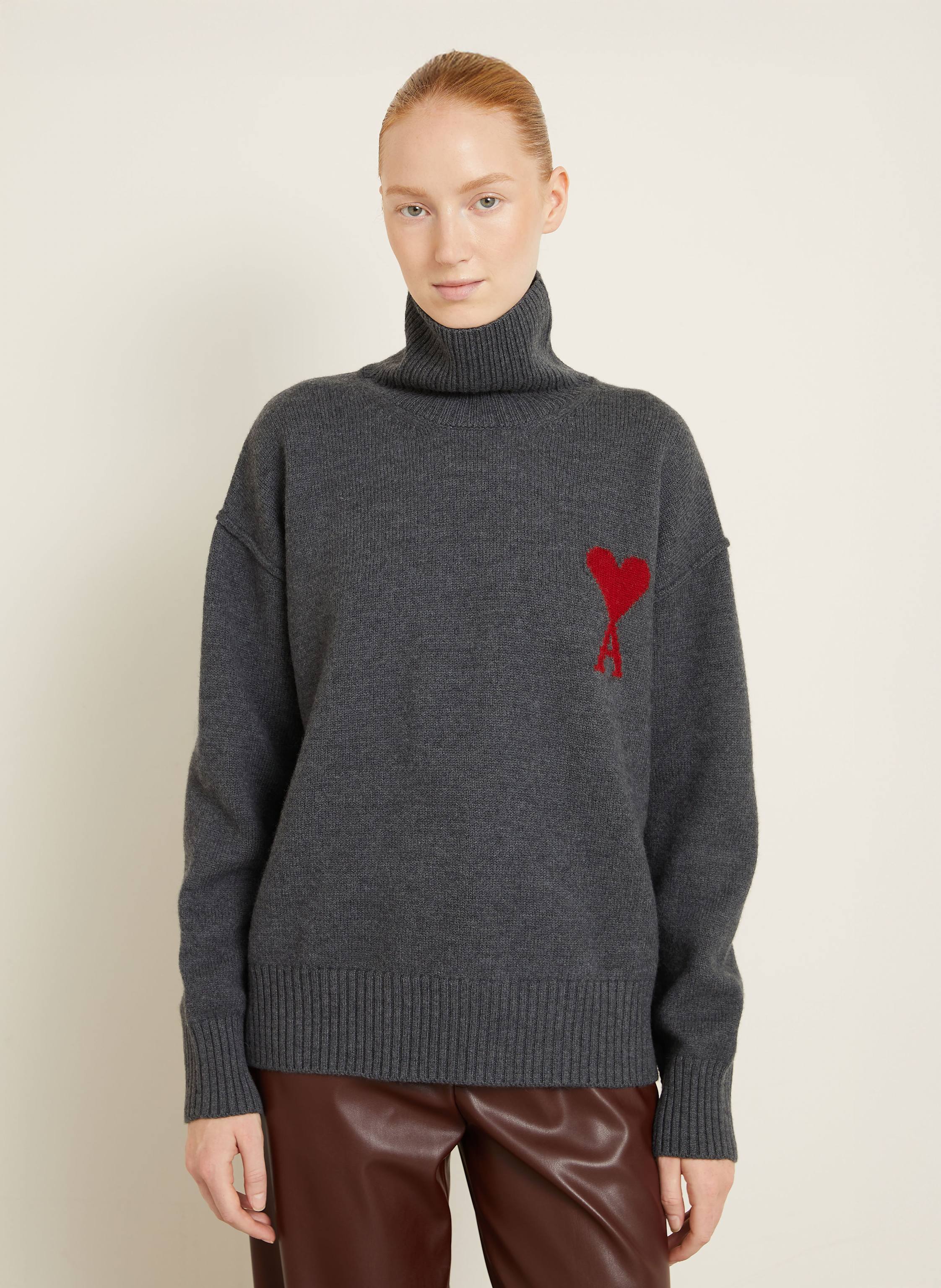 Thumbnail - Ami Paris Rollkragenpullover grau