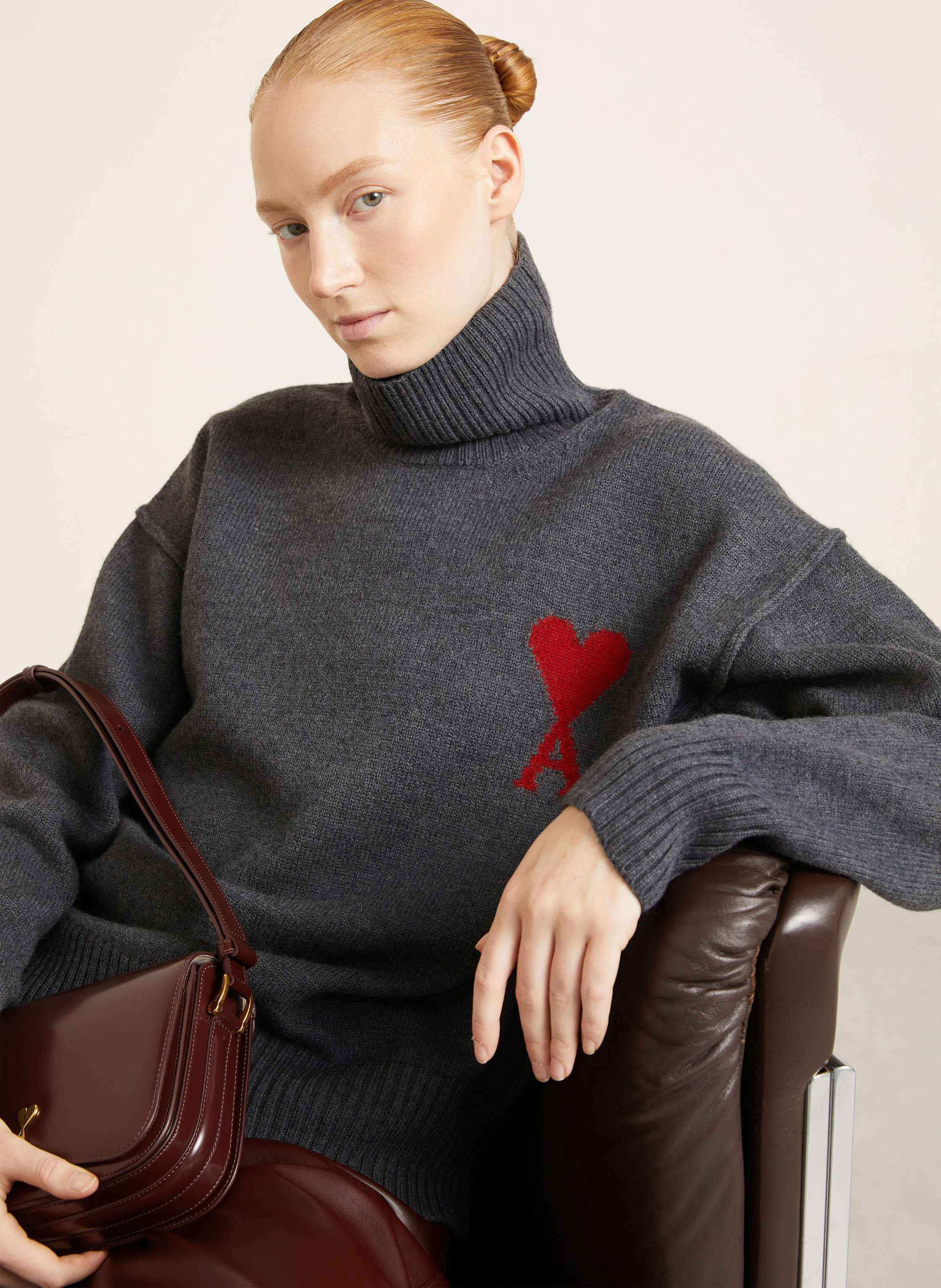 Thumbnail - Ami Paris Rollkragenpullover grau