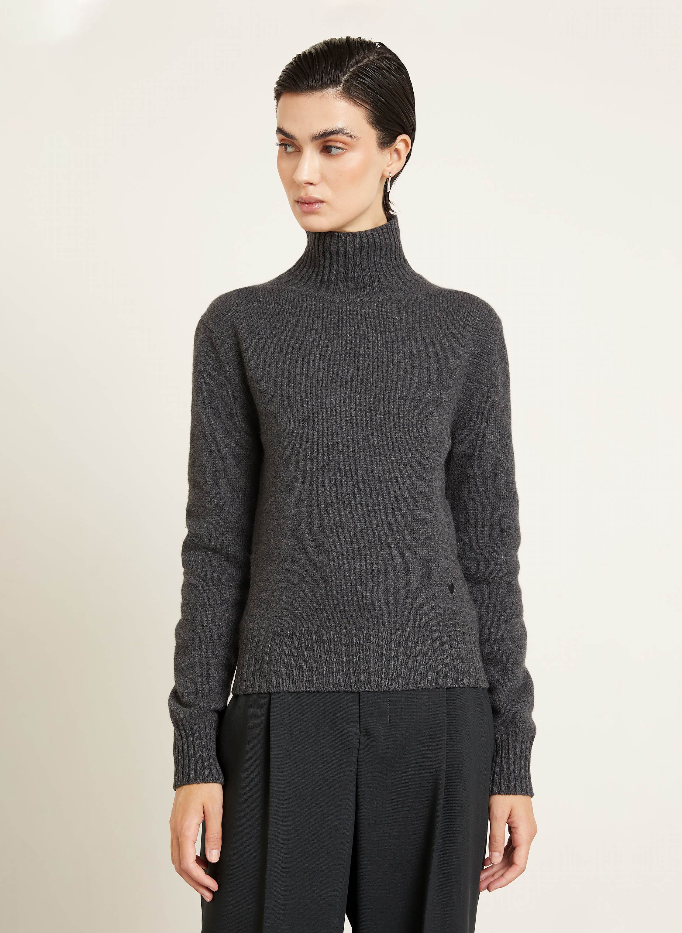 Thumbnail - Ami Paris Cashmere-Pullover grau