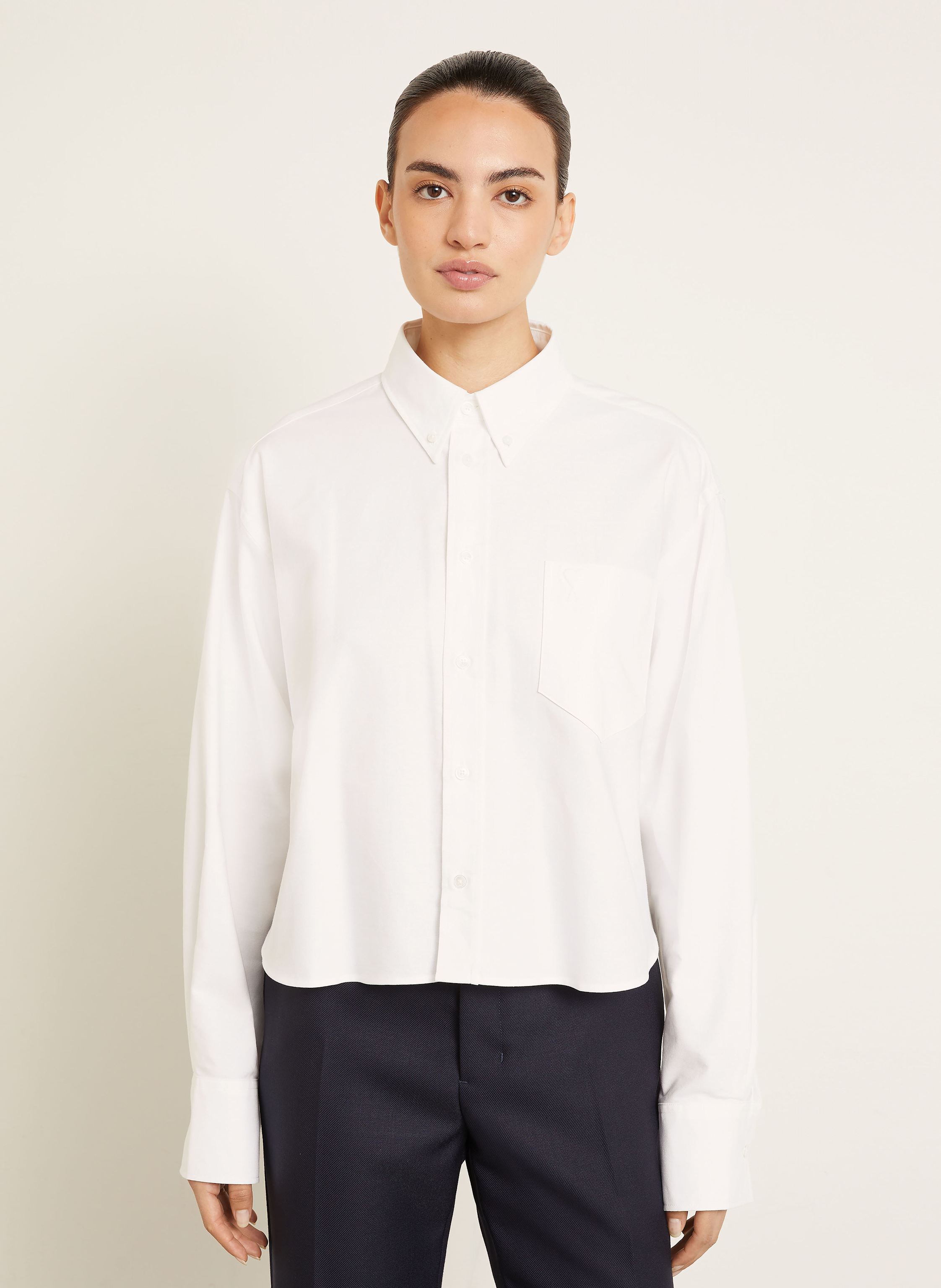 Thumbnail - Ami Paris Cropped-Hemdbluse weiss