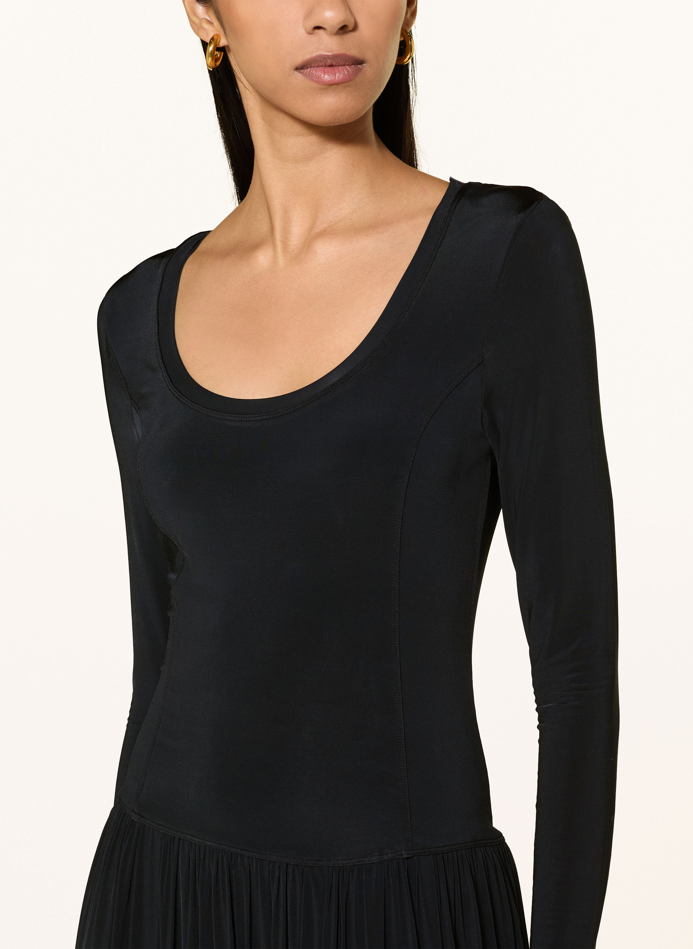 Thumbnail - Ulla Johnson Jerseykleid Amal Mit Plissees schwarz