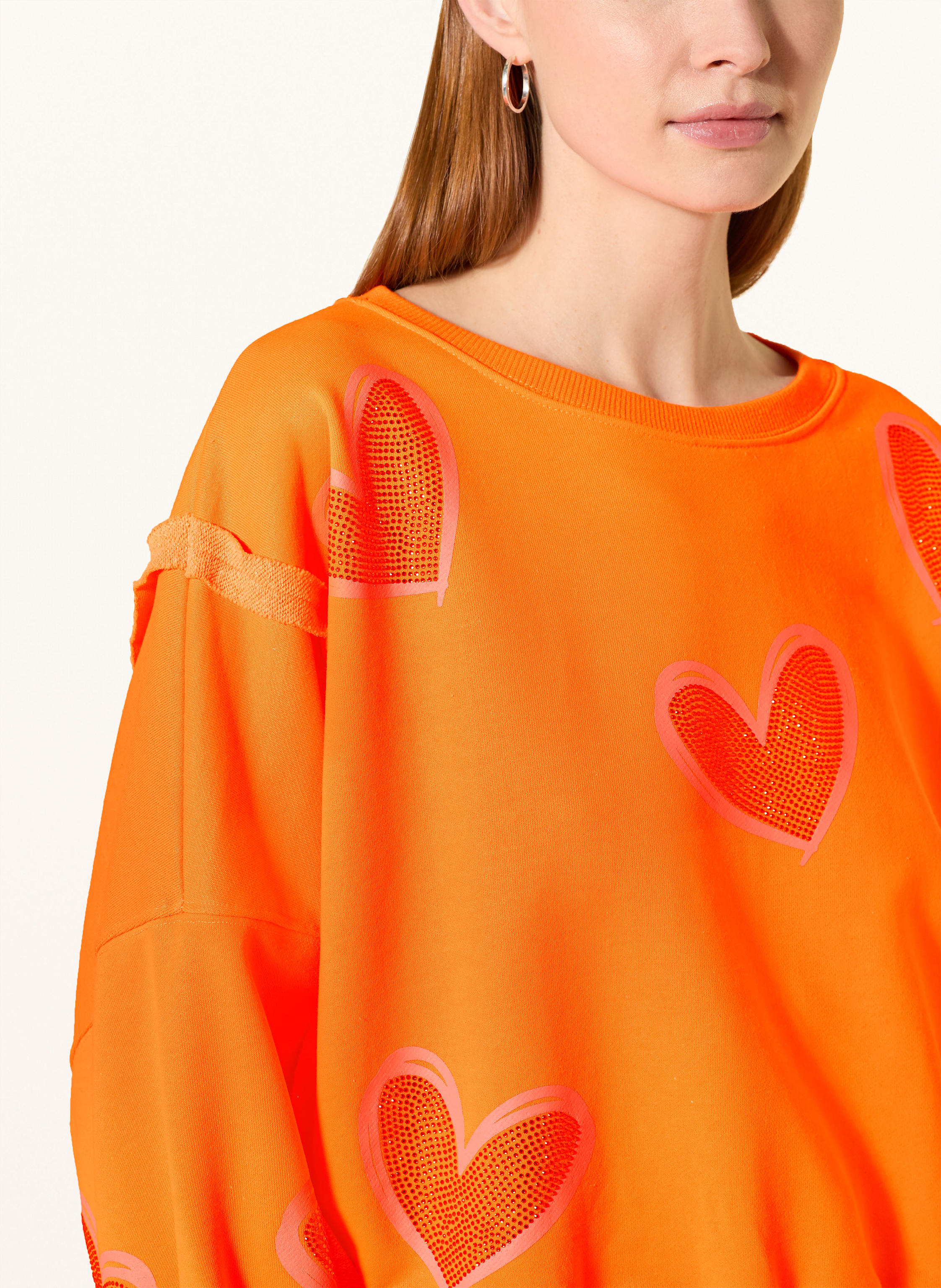 Thumbnail - Miss Goodlife Sweatshirt Mit Schmucksteinen orange