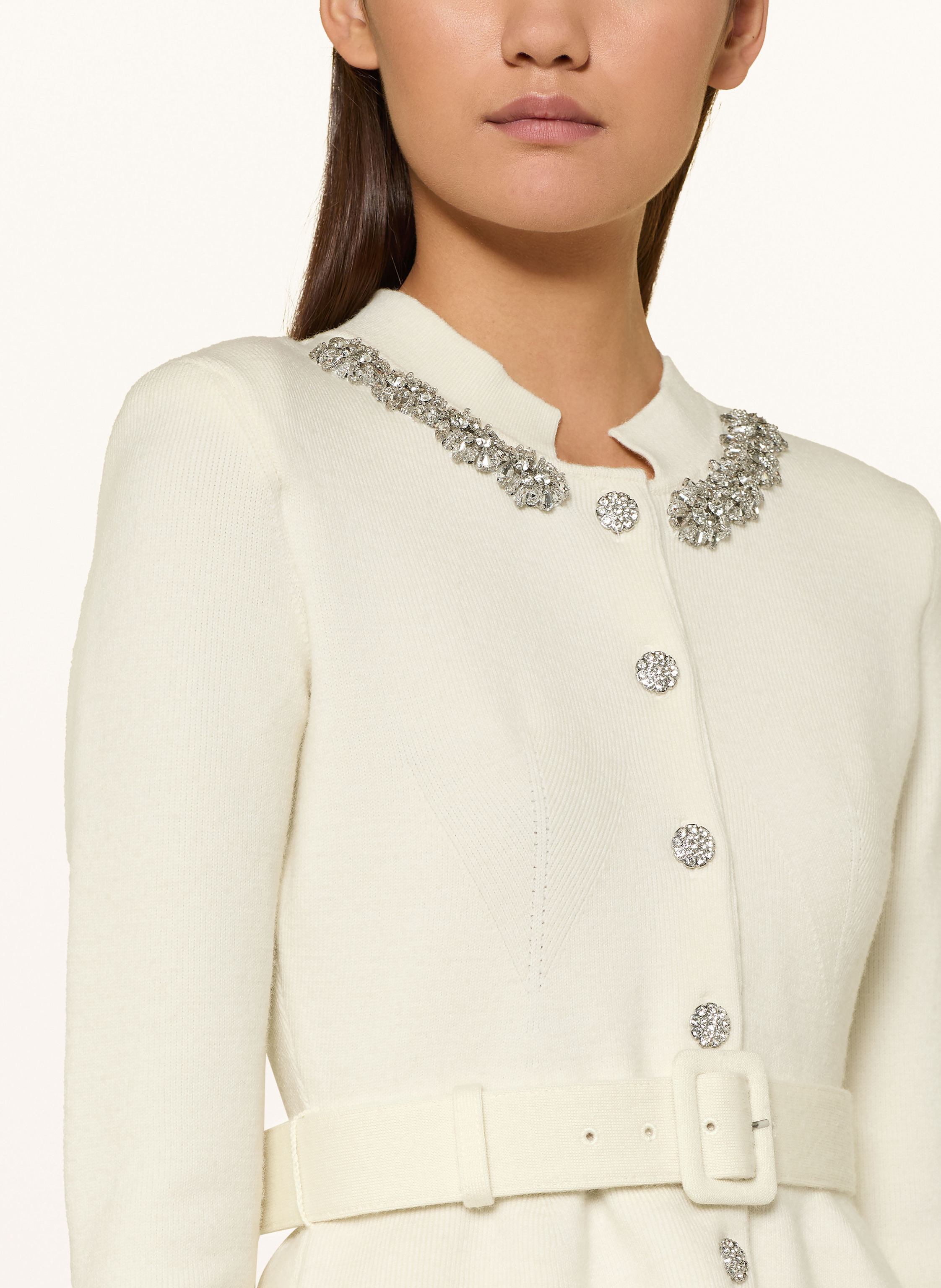 Thumbnail - Self-Portrait Strickkleid Mit Schmucksteinen weiss