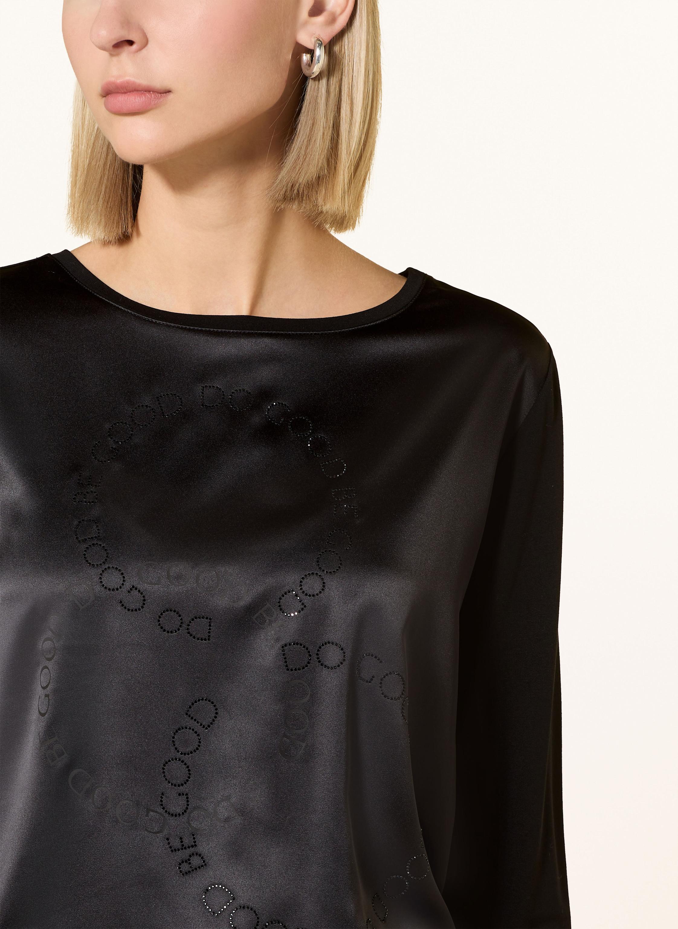 Thumbnail - Monari Longsleeve Im Materialmix Mit Schmucksteinen schwarz