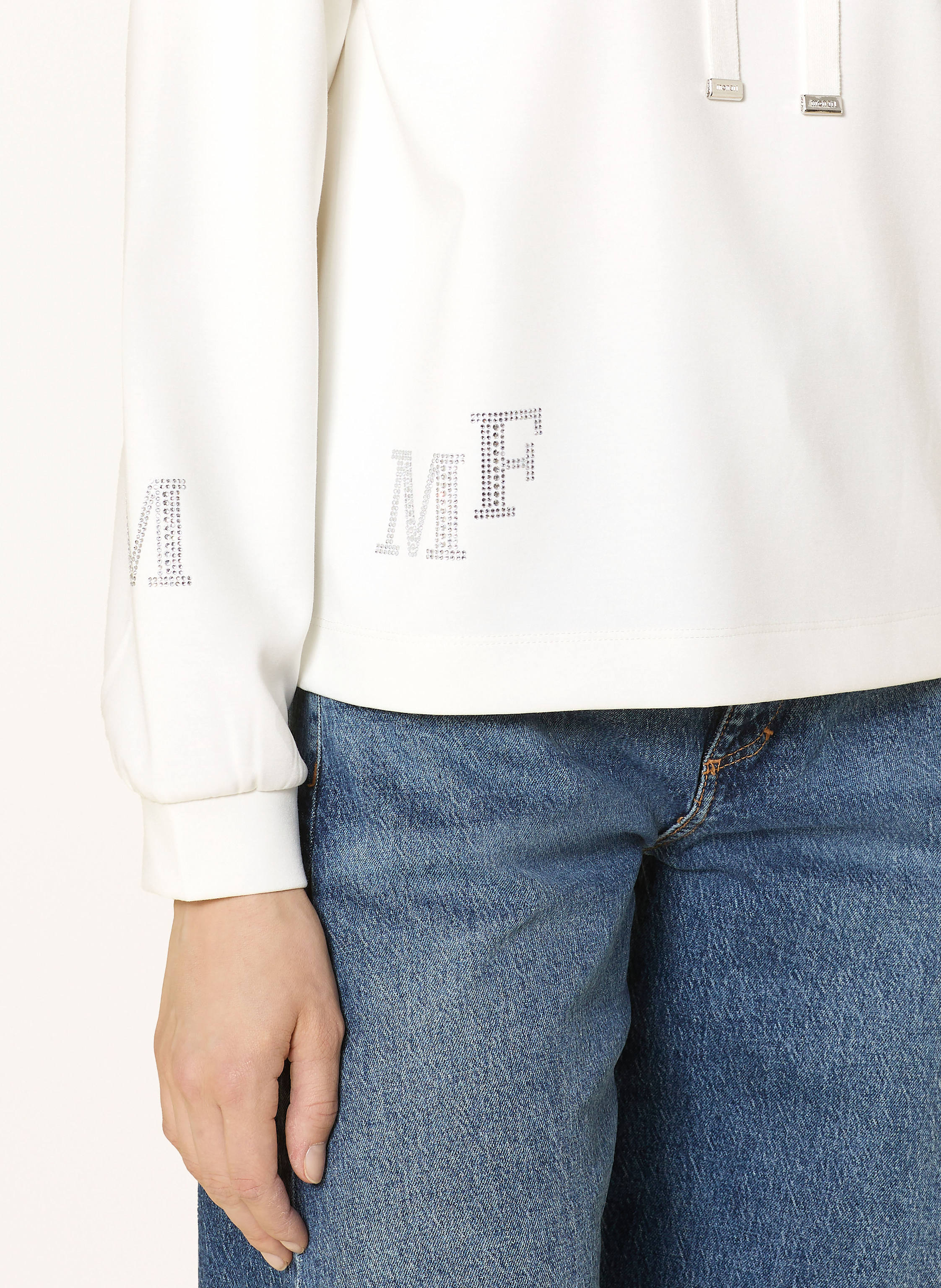 Thumbnail - Monari Sweatshirt Mit Schmucksteinen weiss