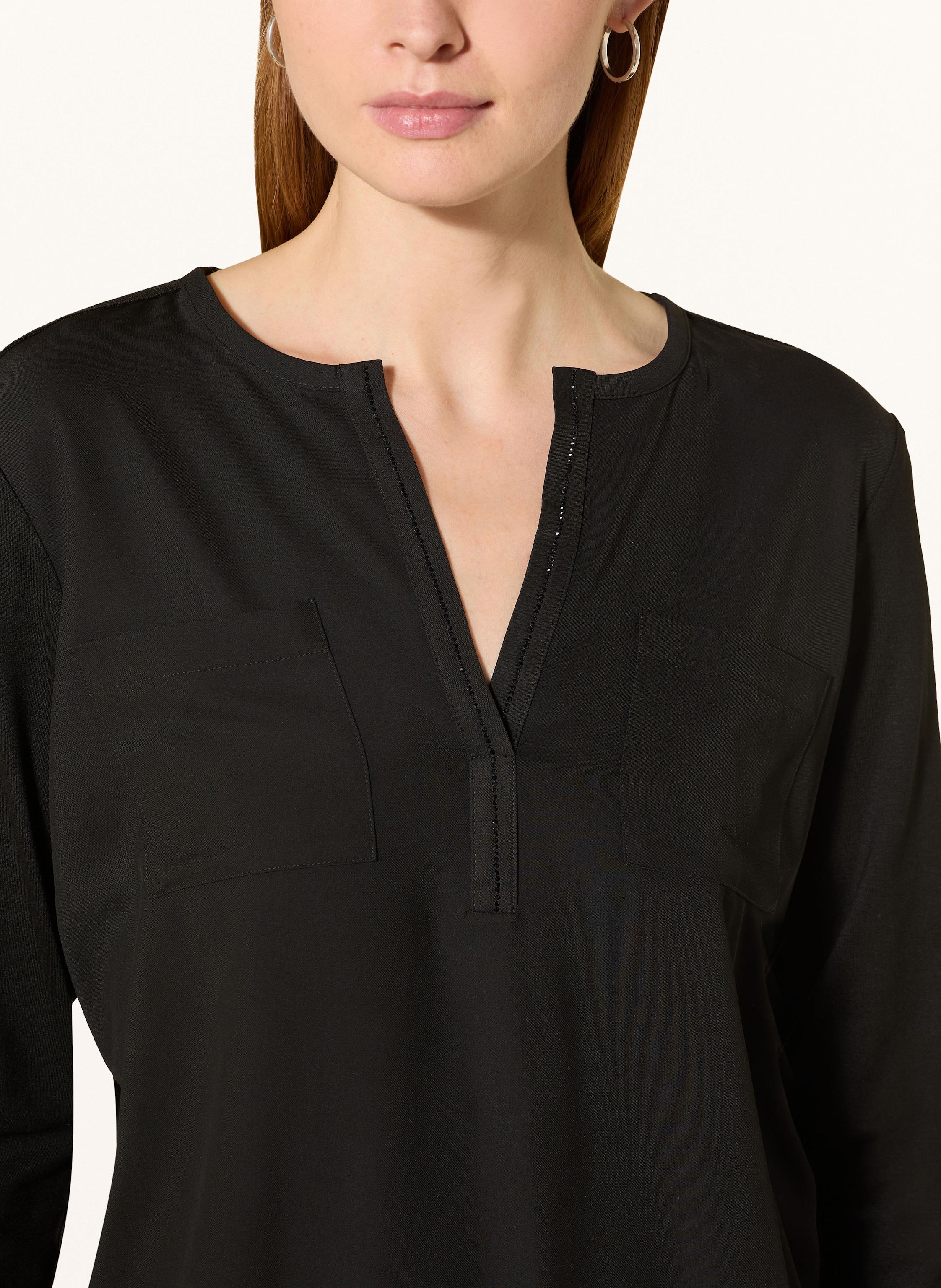 Thumbnail - Monari Blusenshirt Im Materialmix Mit Schmucksteinen schwarz