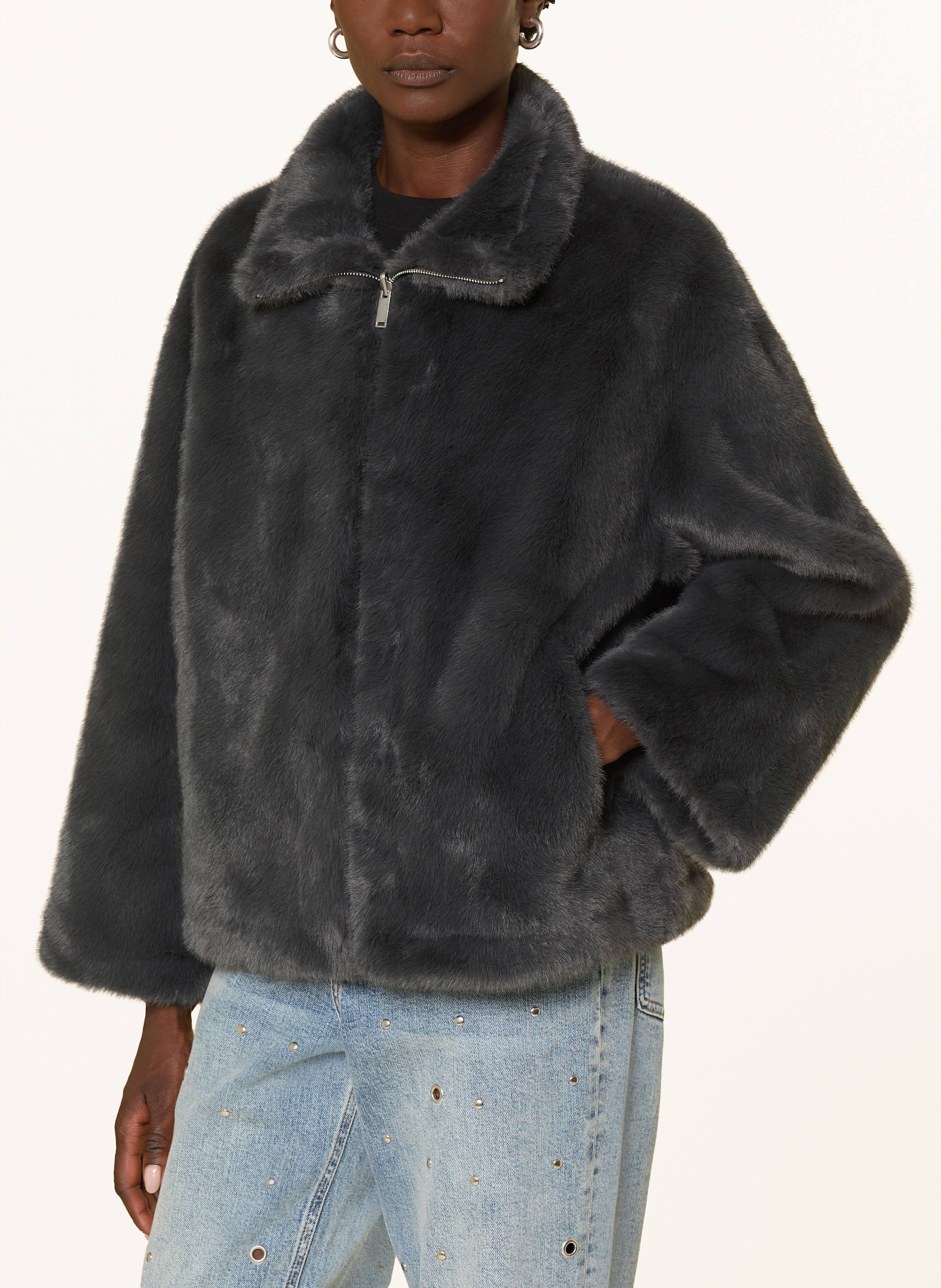 Thumbnail - Studio Ar Kunstpelz-Jacke Mara Zum Wenden schwarz