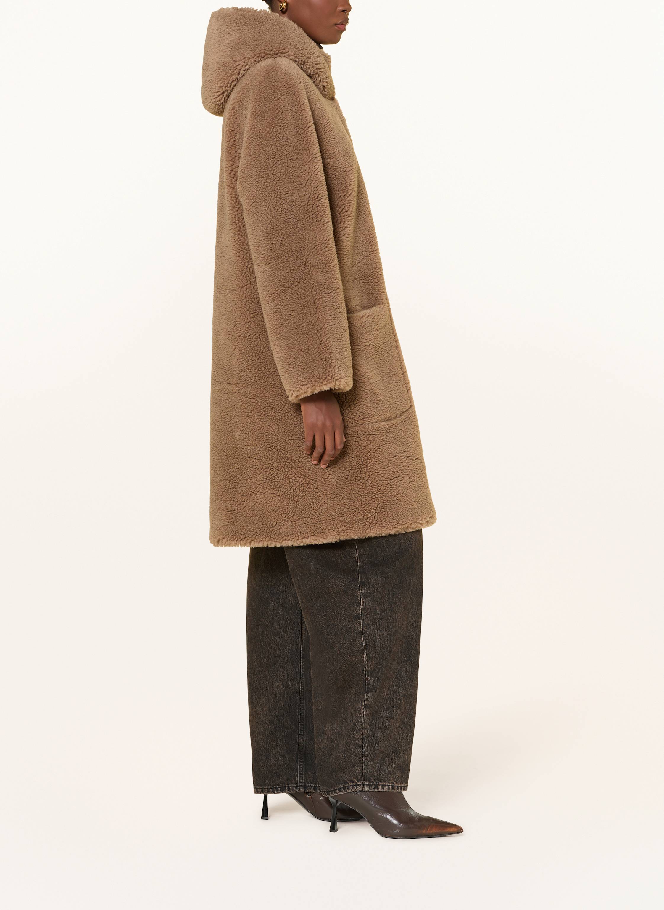 Thumbnail - Studio Ar Teddyfell-Mantel Aisha Zum Wenden braun