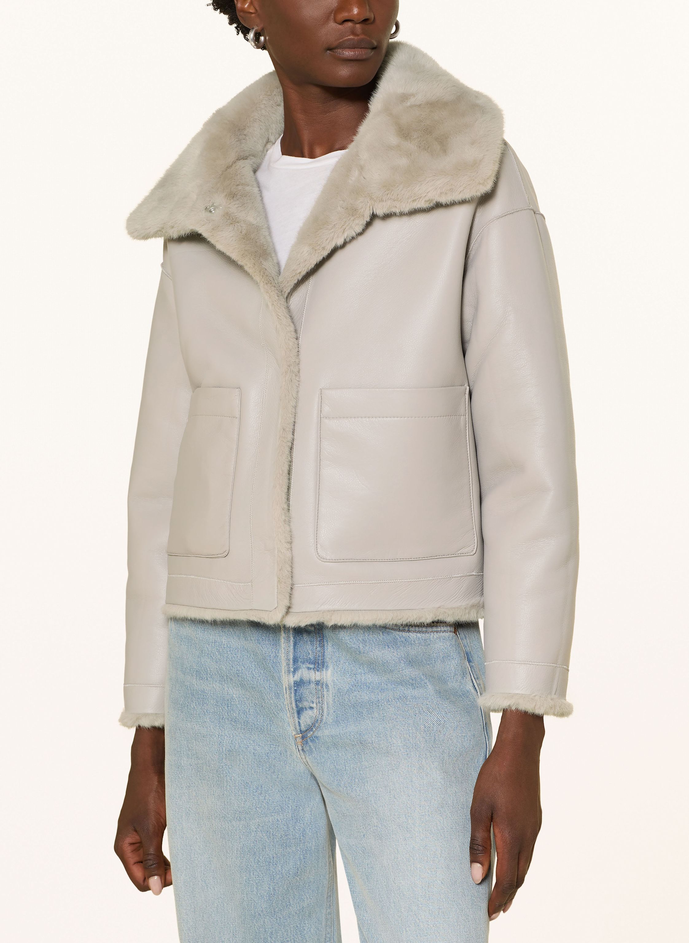 Thumbnail - Studio Ar Kunstpelz-Jacke Shara Zum Wenden beige