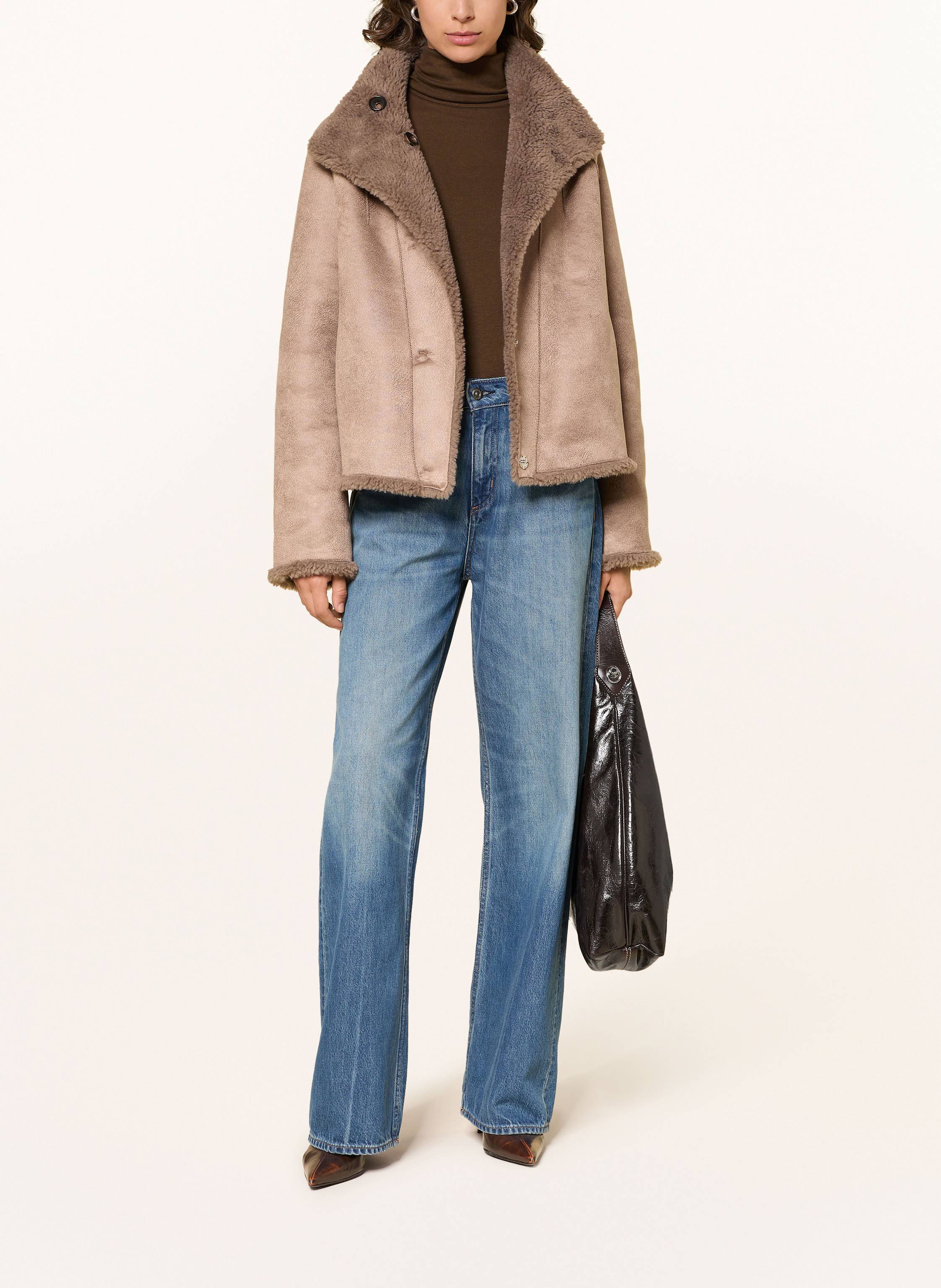 Thumbnail - Studio Ar Teddyfell-Jacke Mallow Zum Wenden grau