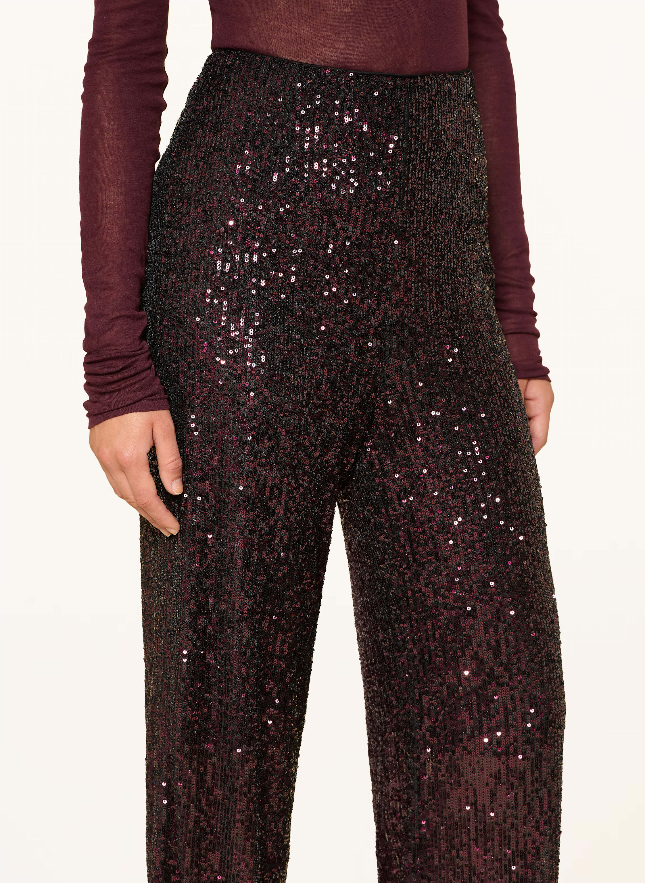 Thumbnail - Mrs & Hugs Marlenehose Mit Pailletten rot