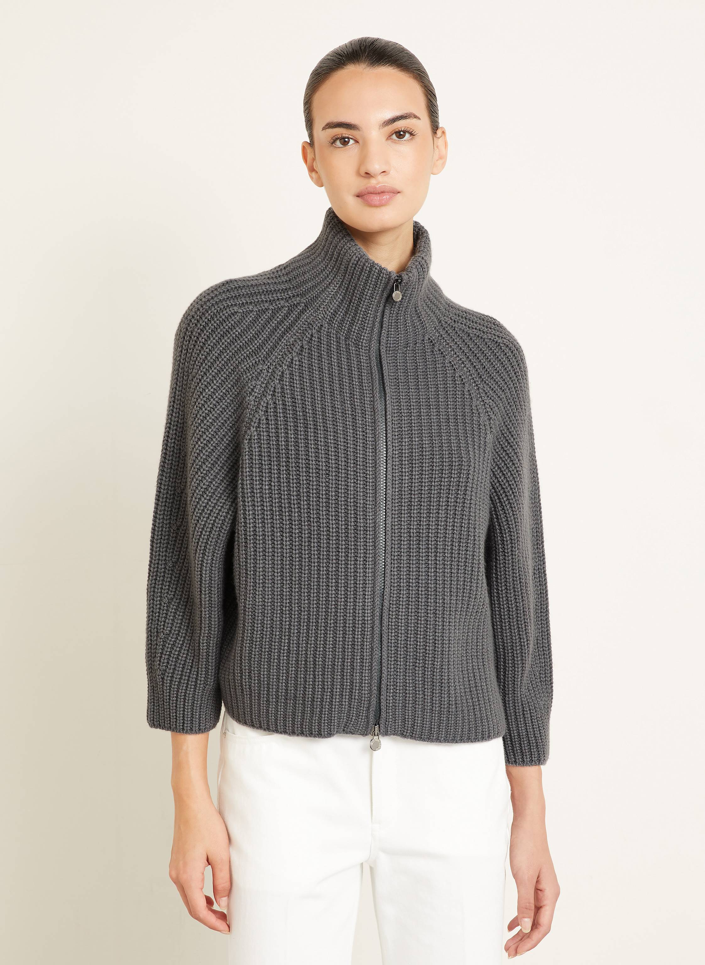 Thumbnail - Iris Von Arnim Strickjacke Fallou Aus Cashmere grau