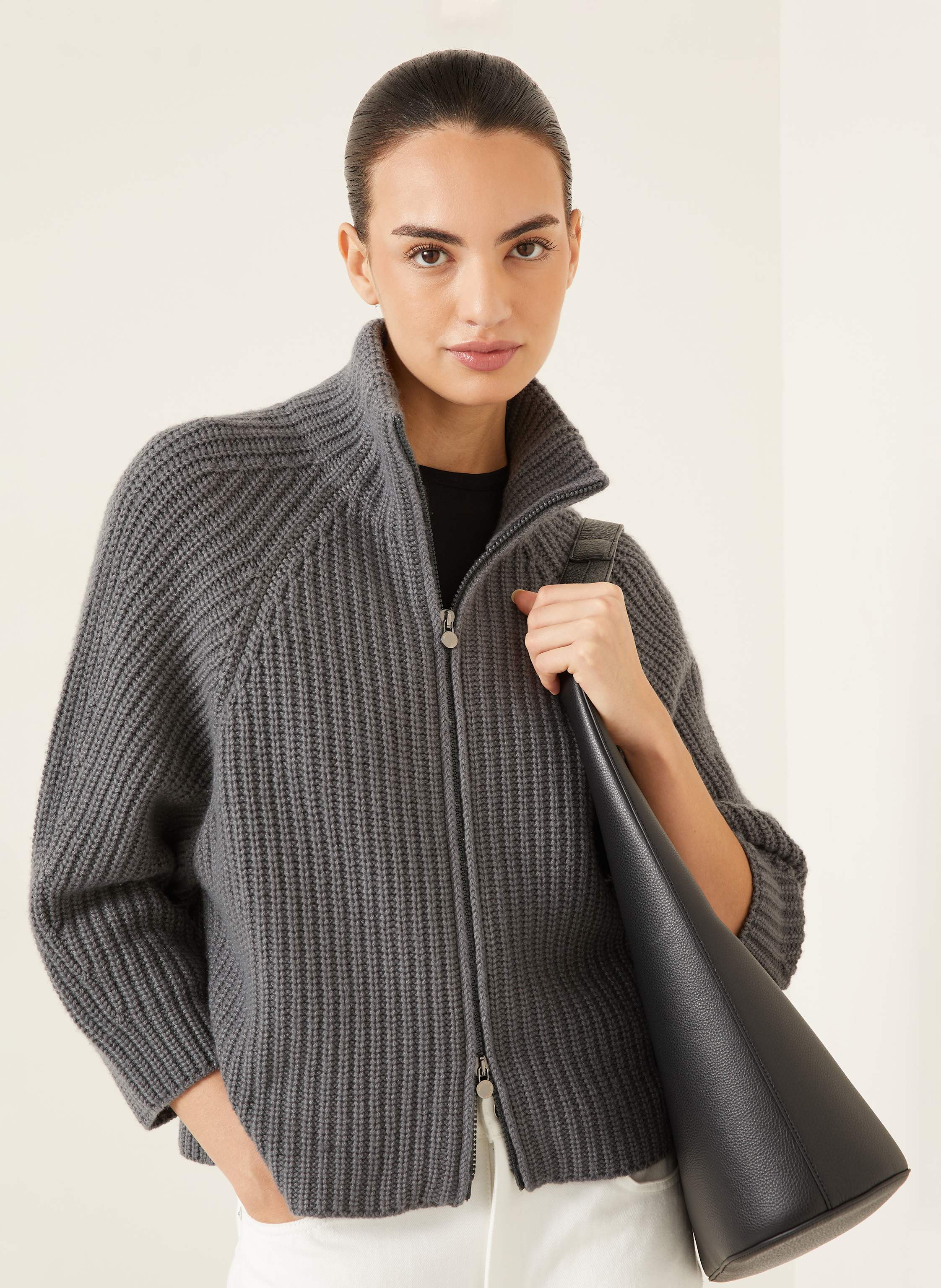 Thumbnail - Iris Von Arnim Strickjacke Fallou Aus Cashmere grau