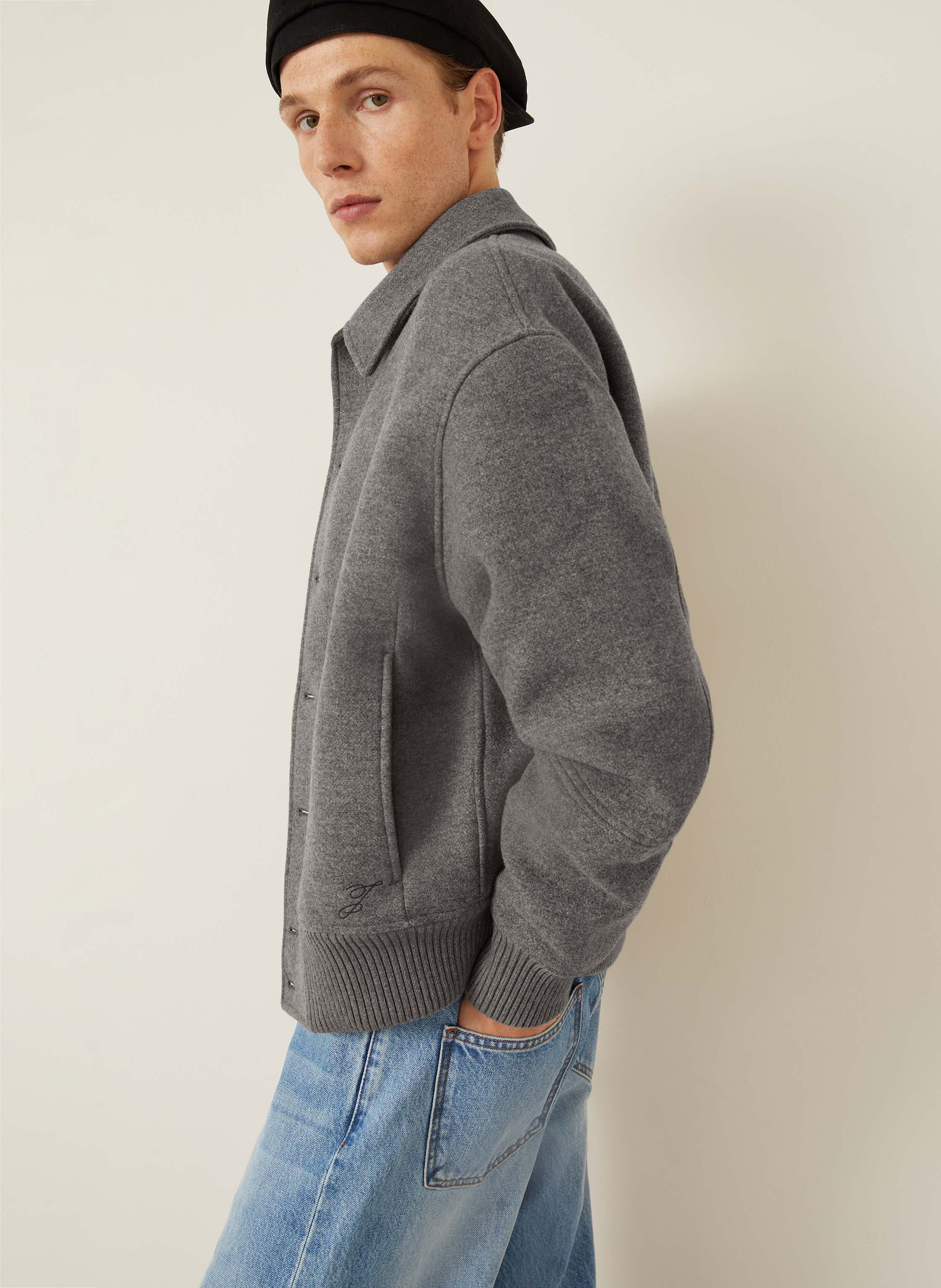 Thumbnail - Jacquemus Jacke Le Bomber Feltro grau