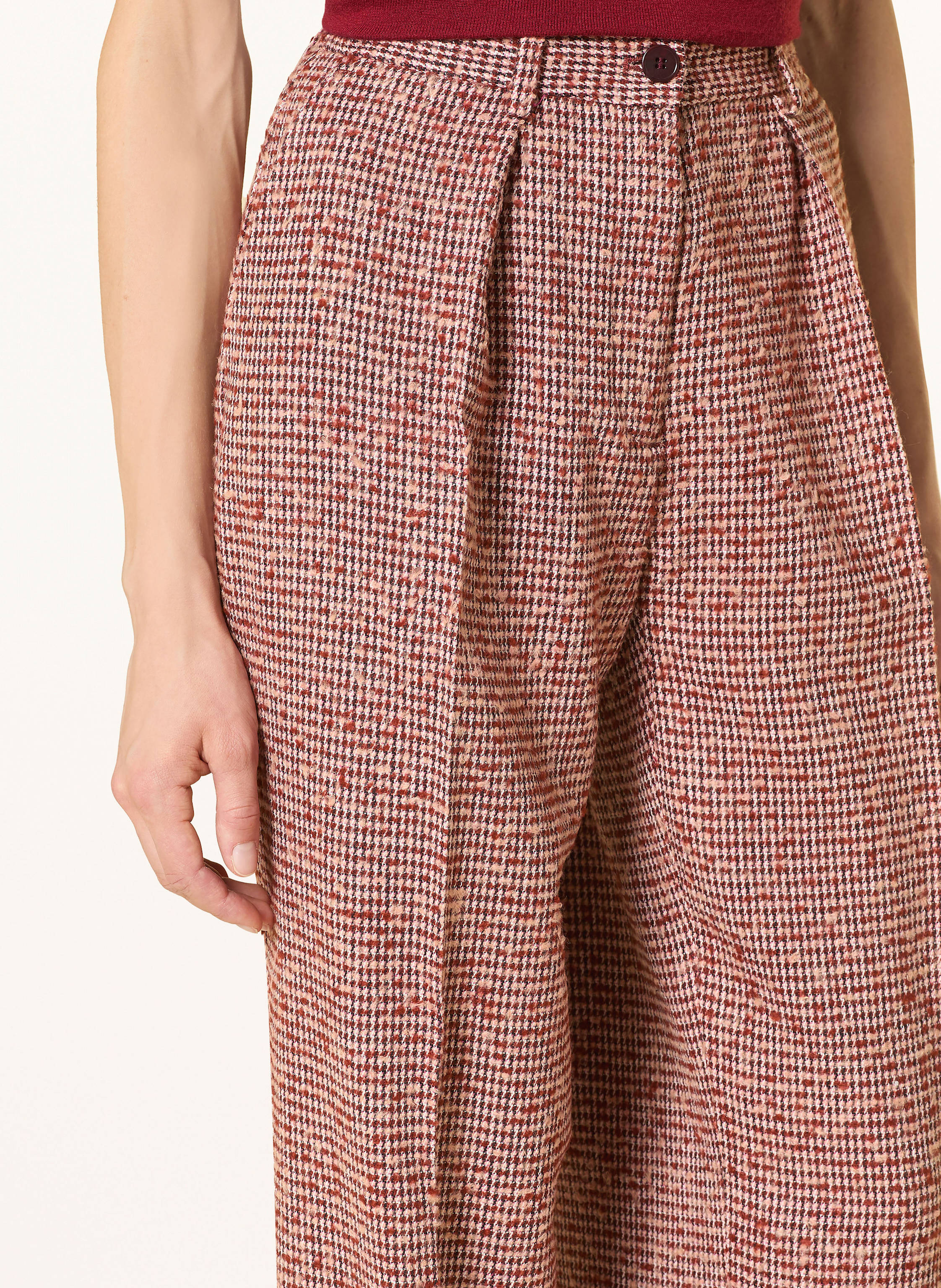 Thumbnail - Rich & Royal Marlenehose Aus Bouclé rot