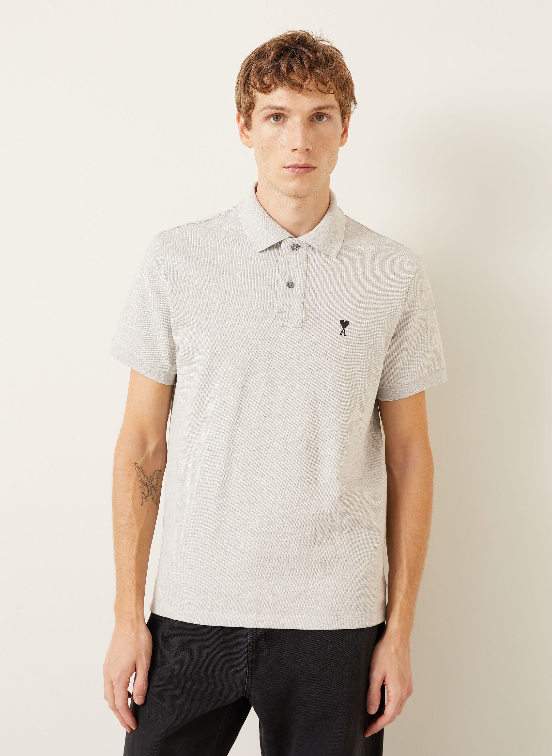 Thumbnail - Ami Paris Piqué-Poloshirt grau