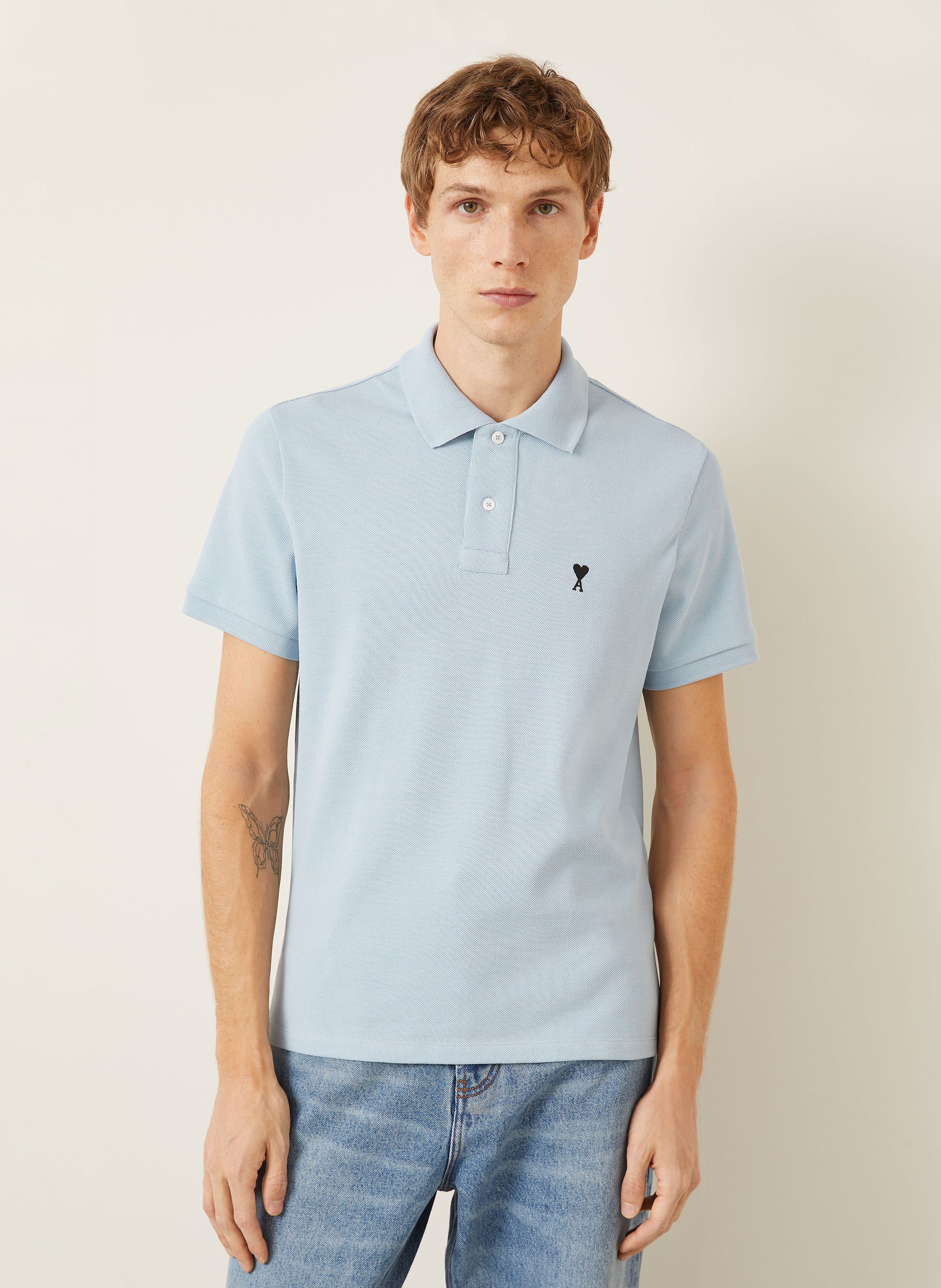 Thumbnail - Ami Paris Piqué-Poloshirt blau
