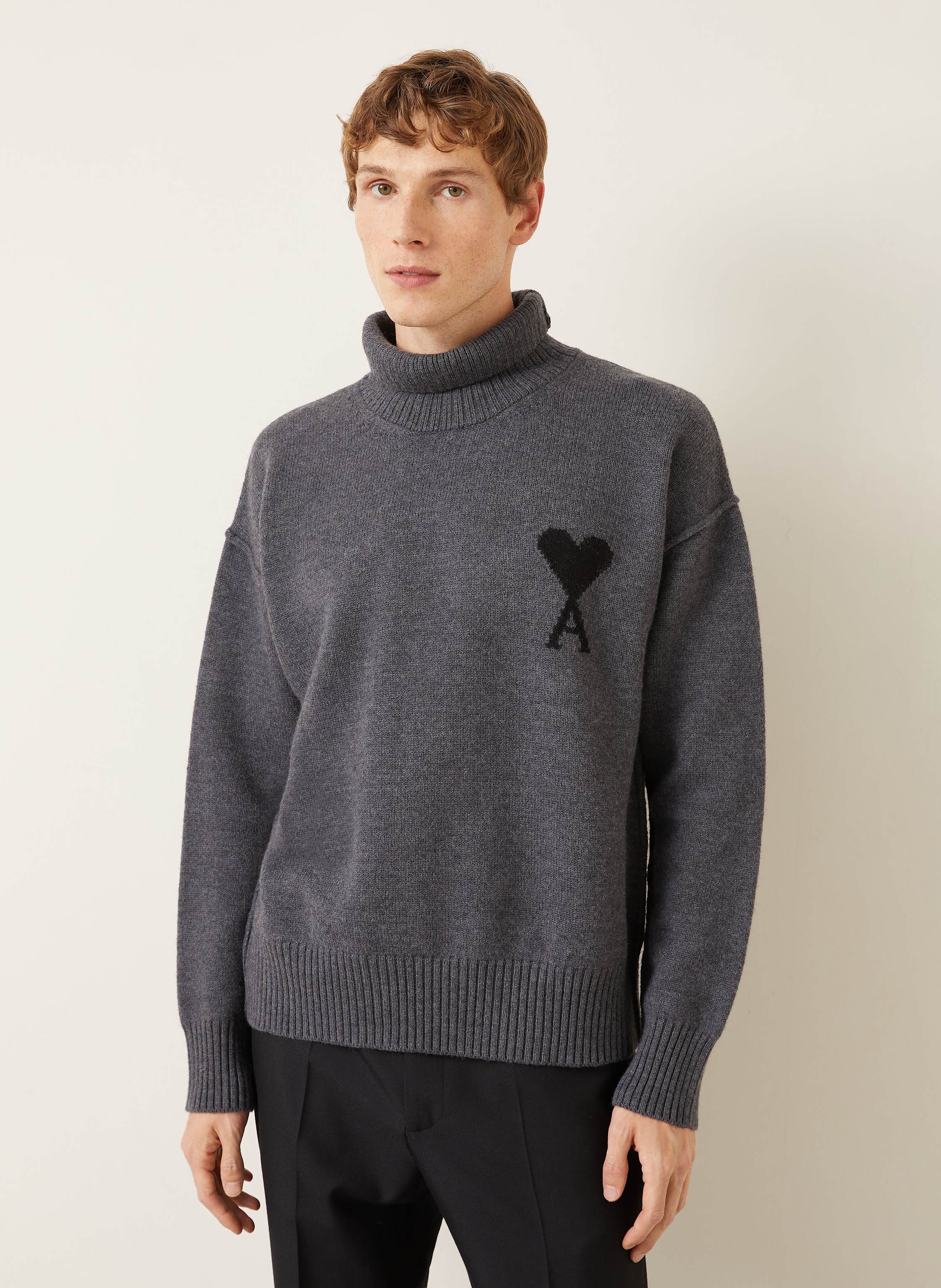 Thumbnail - Ami Paris Rollkragenpullover grau